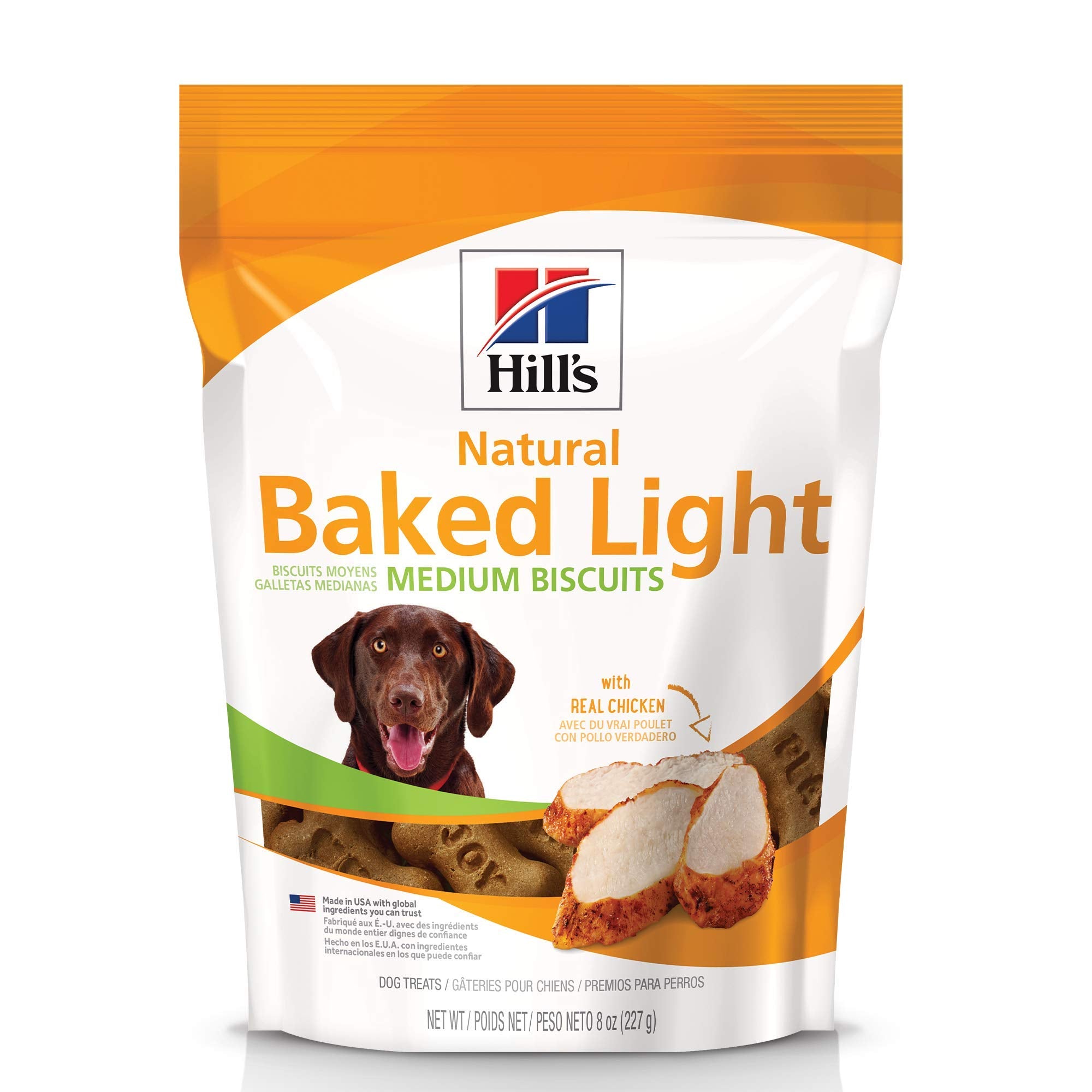 Hills Natural Baked Light Biscuits, All Life Stages, Great Taste, Dog Treats, Chicken (medium & large breeds), 8 oz Bag