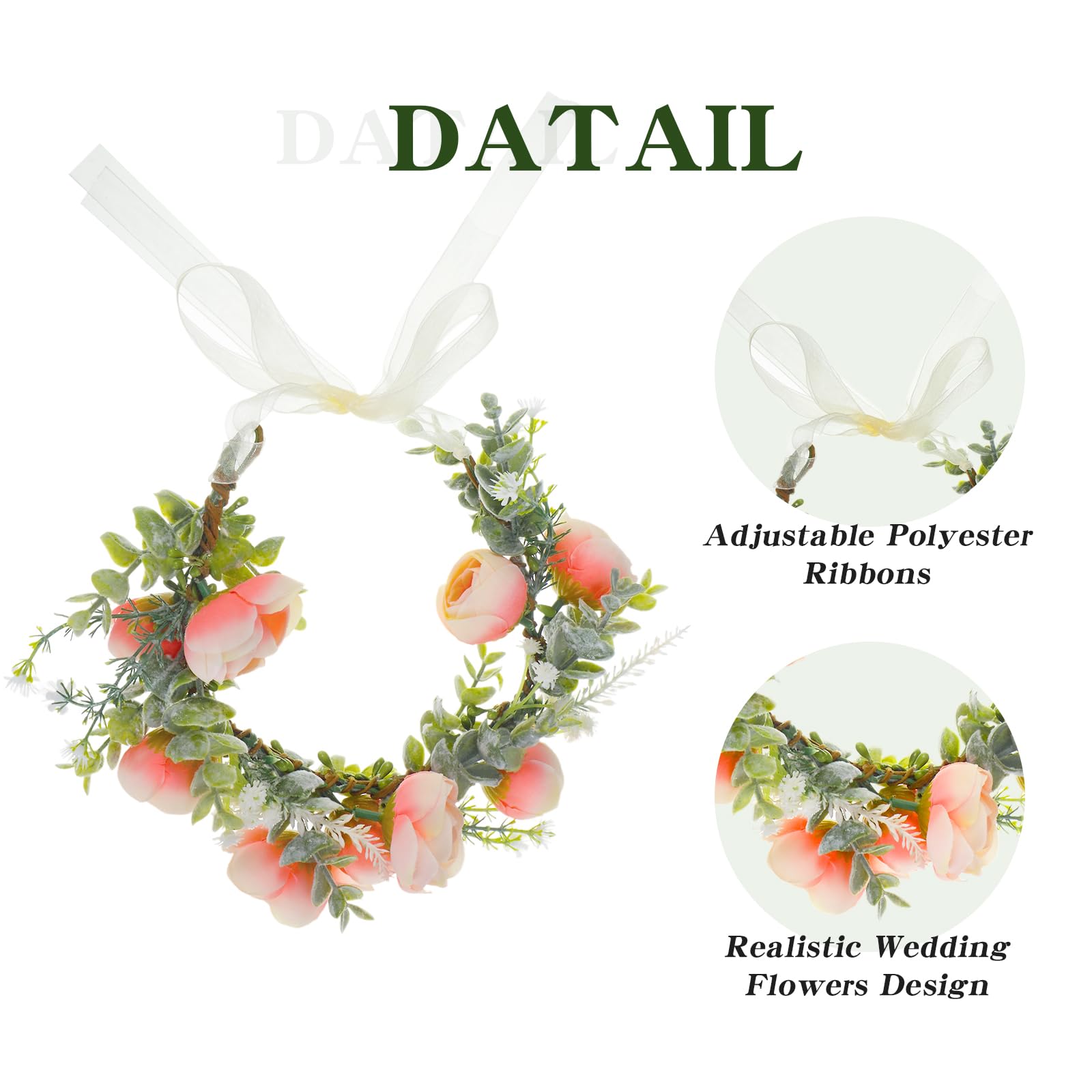 Honoson Dog Wedding Flower Collar Dog Pink Floral Attire Wreath Bow For Female Pets Cats Dog Valentine'S Day Party Photo Props(Pink, Fresh, Large)