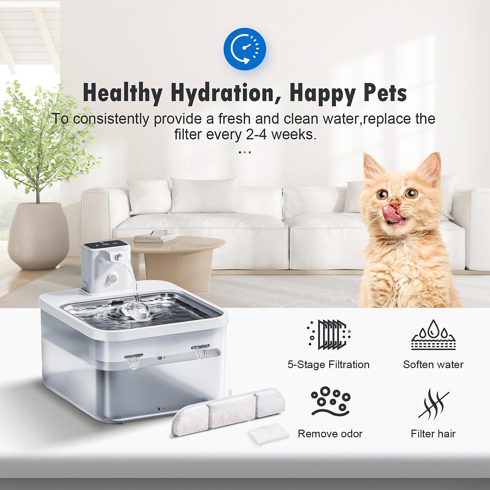 16 Packs Replacement Filters for DownyPaws Battery Operated Cat Water Fountain DPWFP6, 8 Months Set of Replacement Filters for D