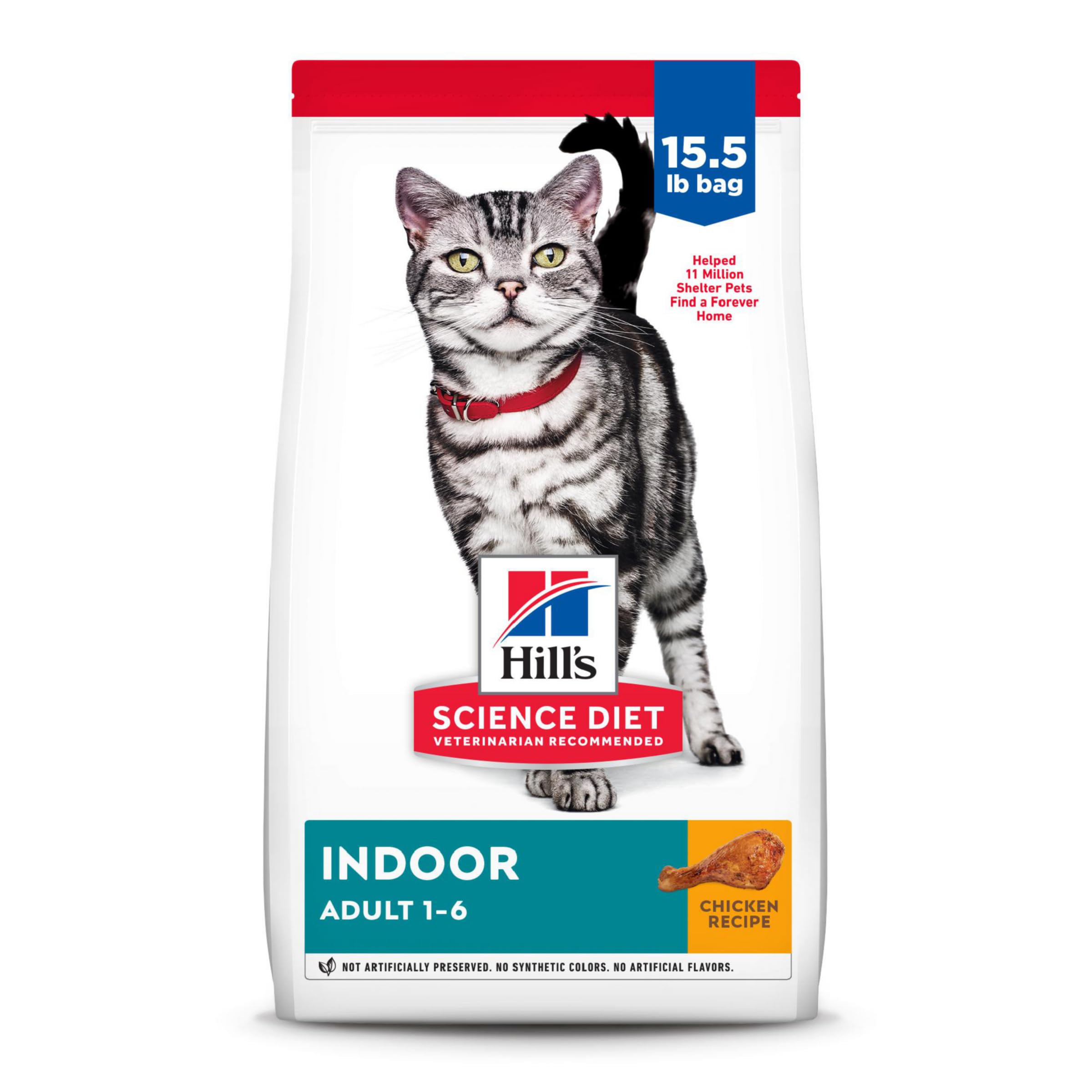 Hills Science Diet Indoor, Adult 1-6, Easy Litter Box Cleanup, Dry Cat Food, Chicken Recipe, 15.5 lb Bag