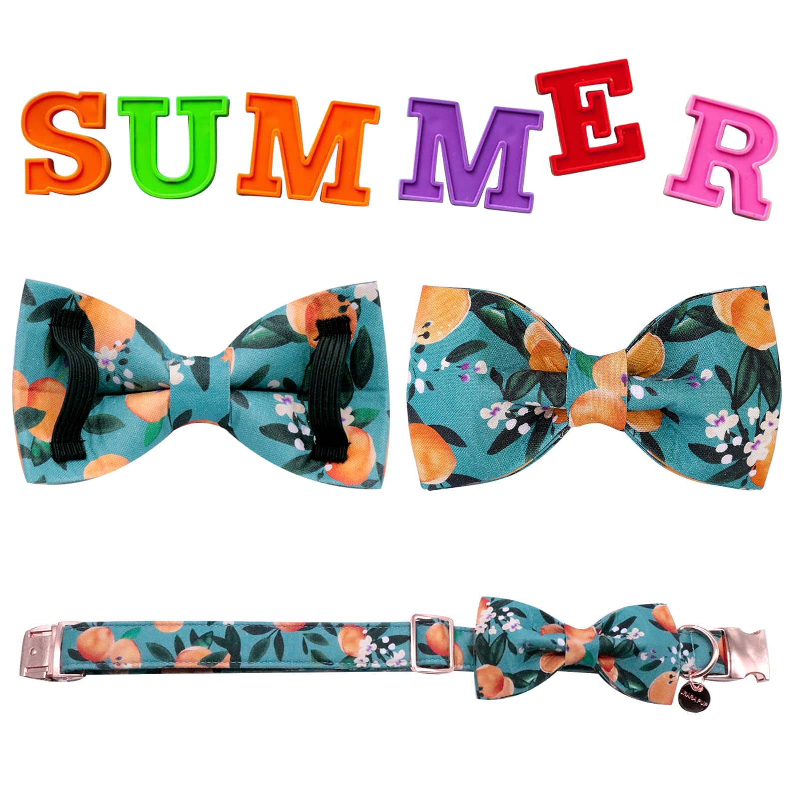 Up Urara Pup Dog Collar With Bow Tie, Durable Comfortable Cotton Dog Bowtie Collar With Metal Buckle For Small Dog Girl Boy, Sum