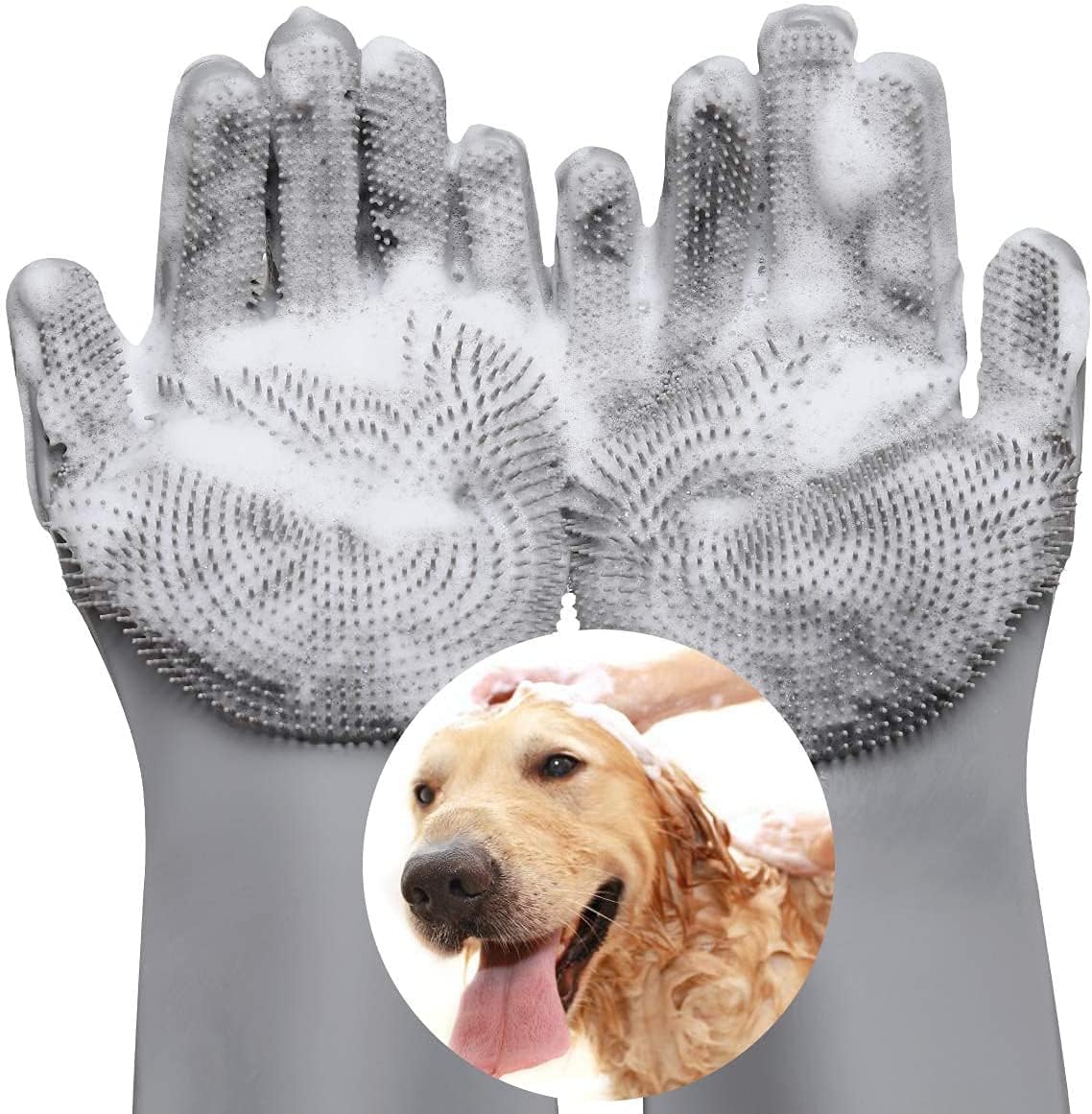 Episkey Dog Grooming Glove 1 Pair Pet Deshedding Brush Gloves Cat Hair Remover Mitt For Pet Massage Long Or Short Fur Bathing (M