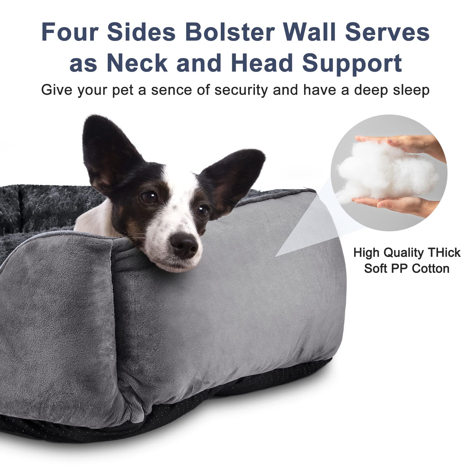 JOEJOY Dog Bed - Orthopedic Suede Sofa for Large/Medium/Small Dogs, XXL (42"x30"x10"), Grey, Machine Washable, Non-Slip Bottom