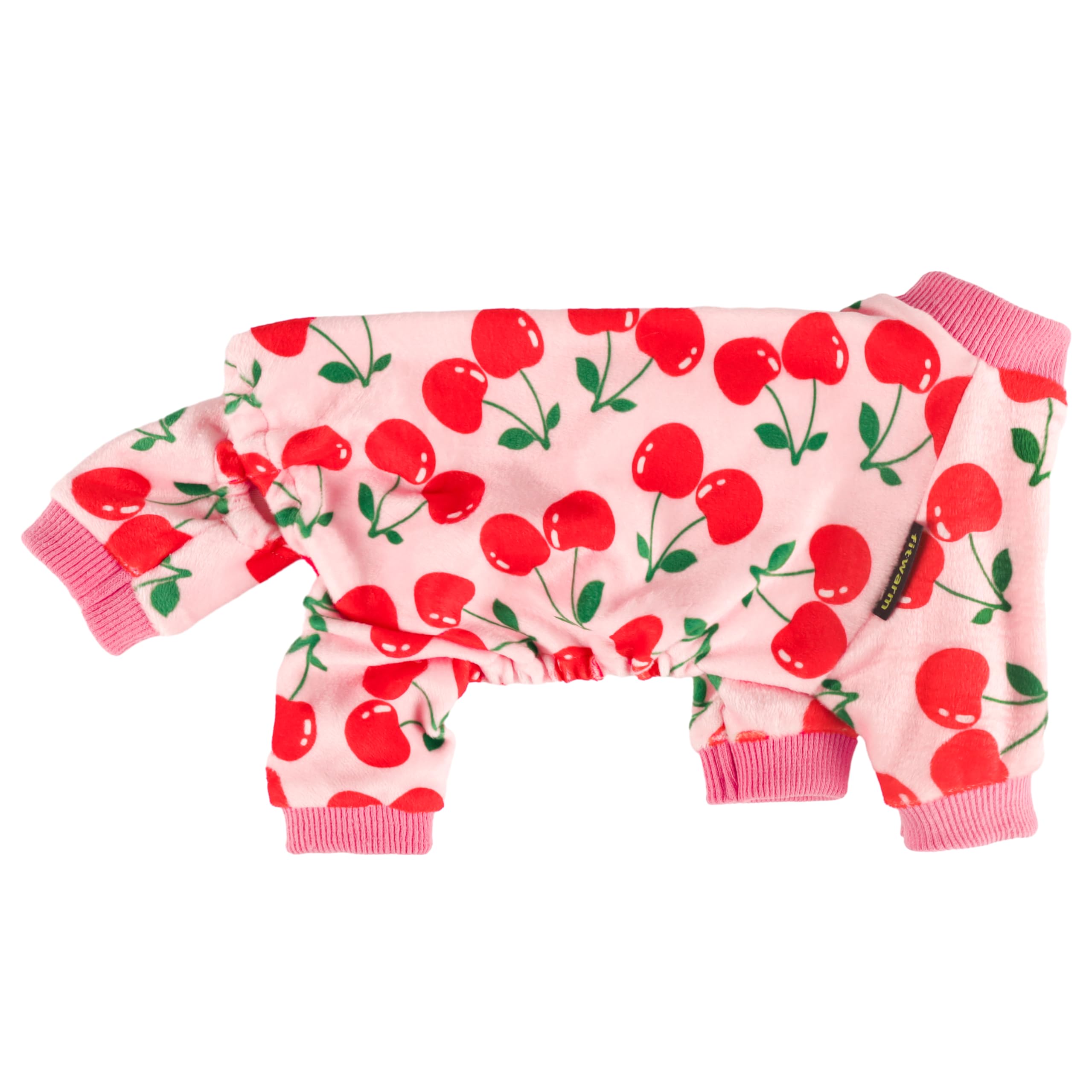 Fitwarm Cute Cherry Dog Pajamas, Warm Dog Onesie With Feet, Dog Clothes For Small Dogs Girl, Fleece Pet Outfit, Pink, Red, Xl
