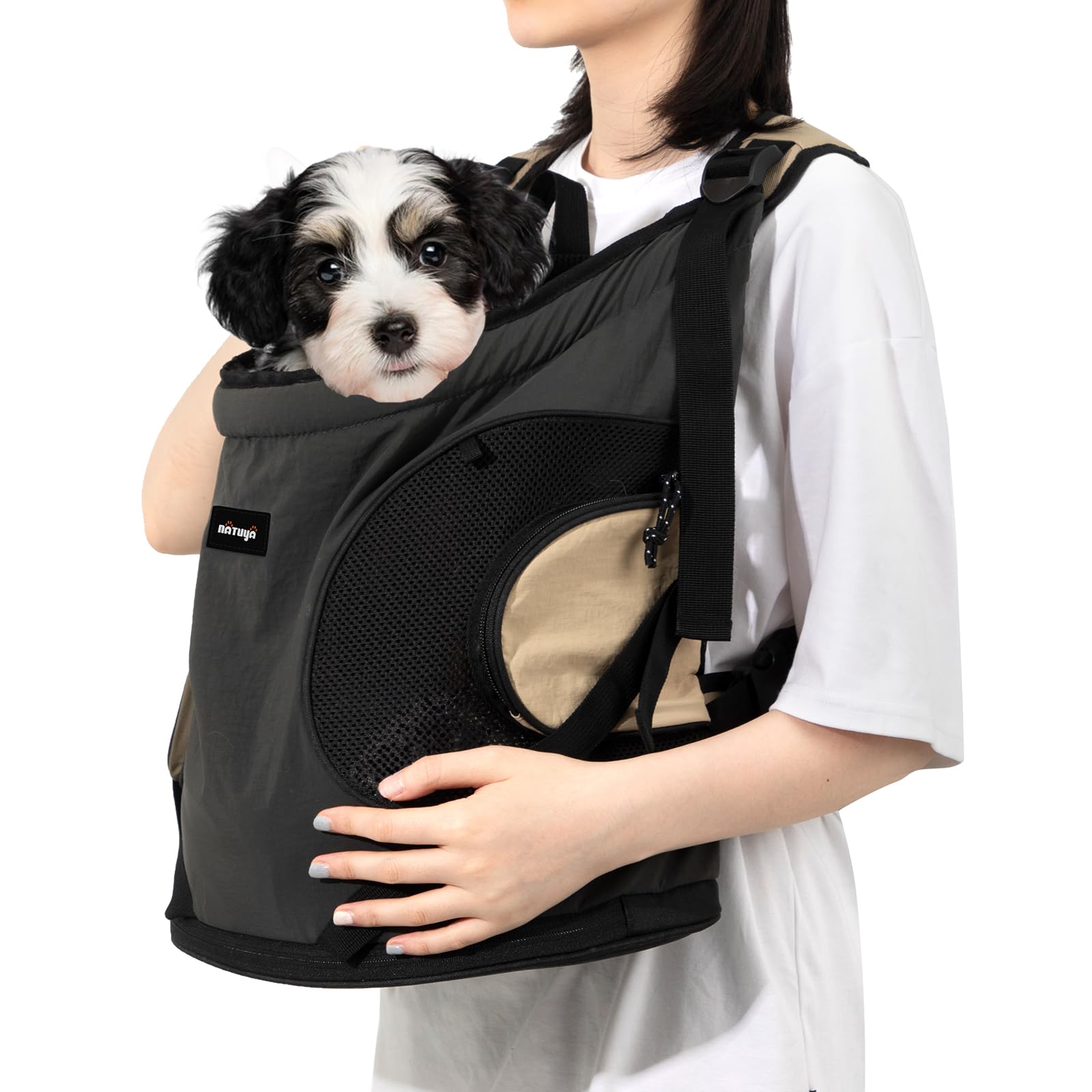 NATUYA Dog Front Carrier, Pet Carrier Front-Pack for Small Dog Puppy Cat, Travel Hiking Waterproof Lightweight Pet Bag, Padded B