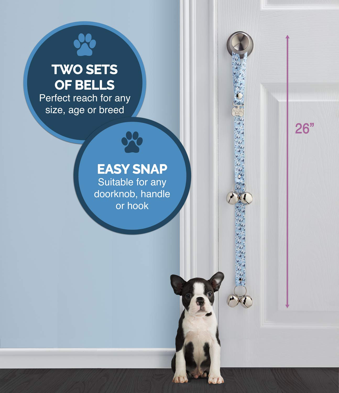 Poochiebells The Original Dog Potty Doorbell, Dog Bells For Potty Training & Puppy Housebreaking, Potty Train Your Dog In Days, Made In America, Bone App Brown