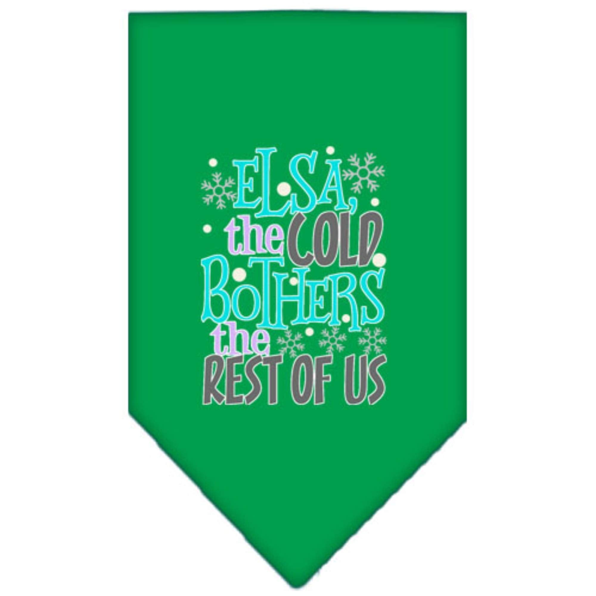 Pet and Dog Bandana Screen Printed, "Elsa, The Cold Bothers The Rest Of Us" Emerald Green Small