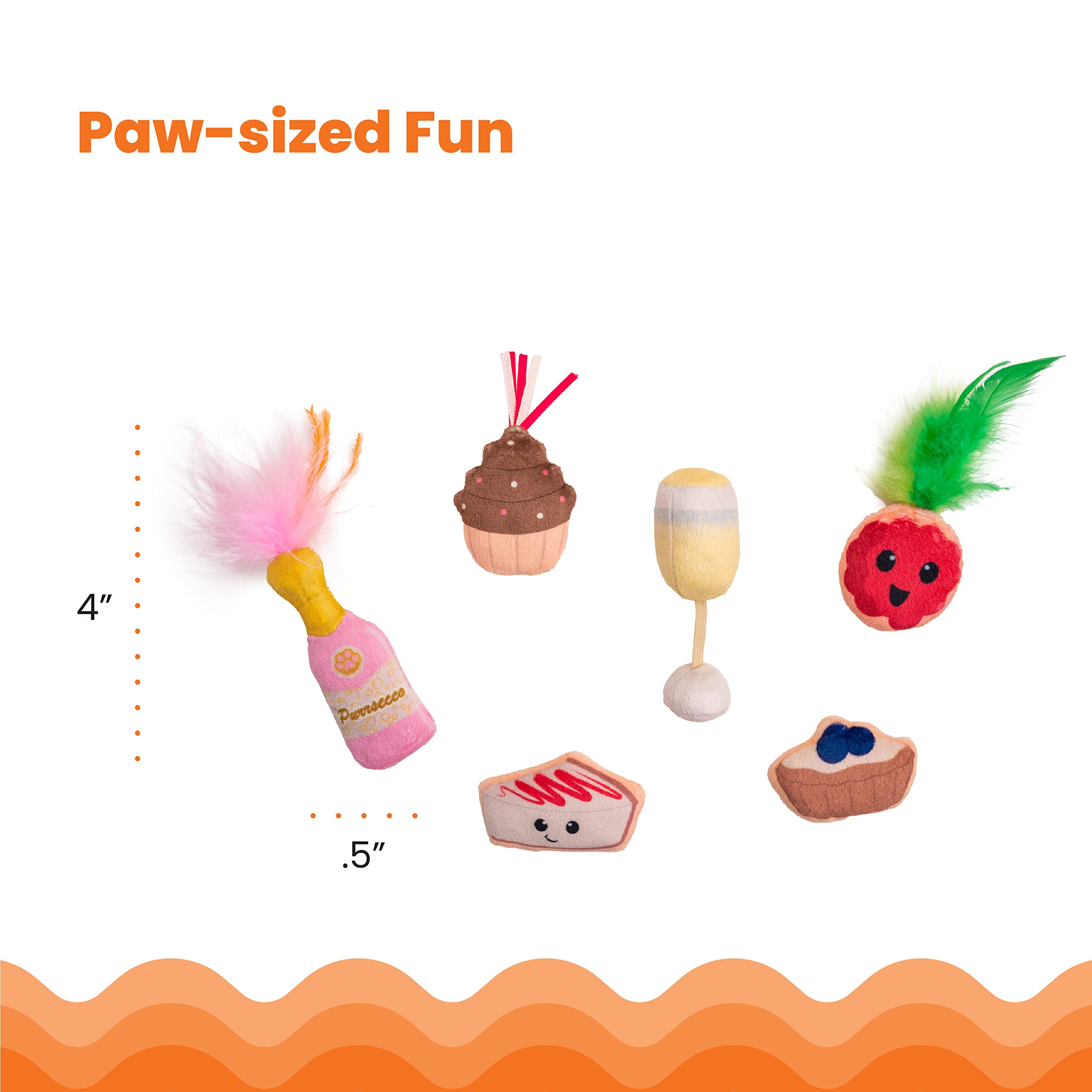Catstages Purrsecco & Cupcakes Plush Interactive Catnip Cat Toys - 6 Pack