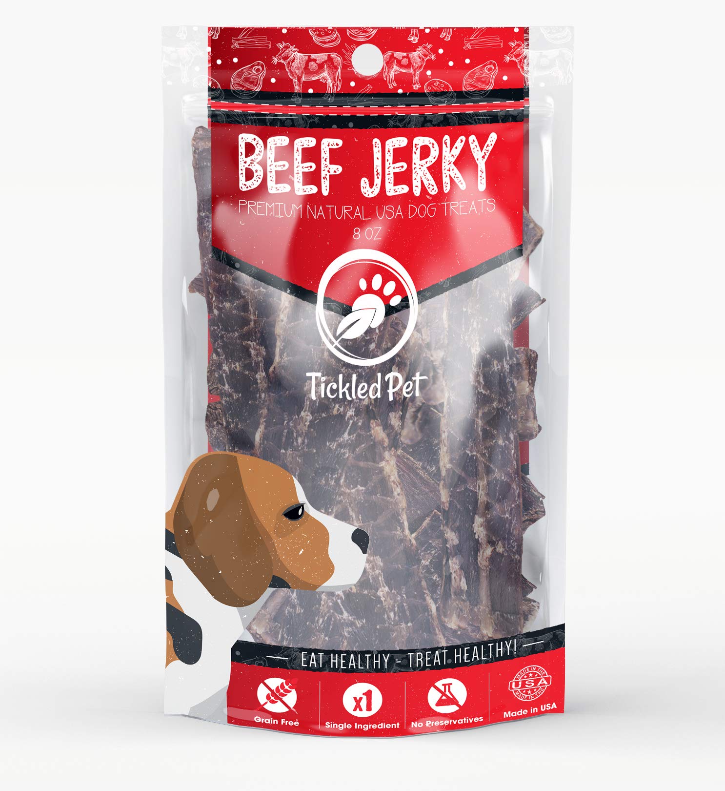 Tickledpet Beef Jerky Premium Dog Treats 100% Usda Beef