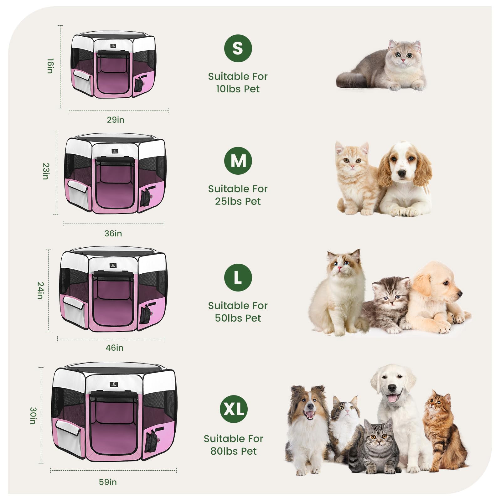 X-Zone Pet Dog Playpen Portable Pet Play Pens For Puppies, Cat, Rabbit, Chicks, Foldable Exercise Play Tent Kennel Crate, Indoor