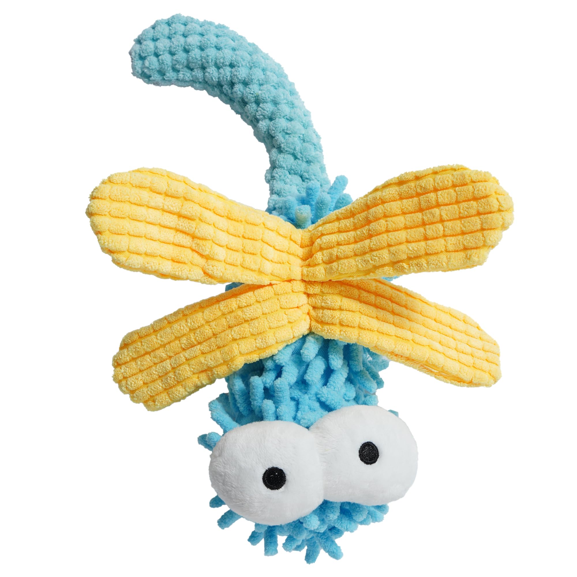 Nocciola Plush Squeaky Dog Toys, Cute Durable Stuffed Crinkle Puppy Pet Chew Toys For Large Medium Small Dogs - Dragonfly