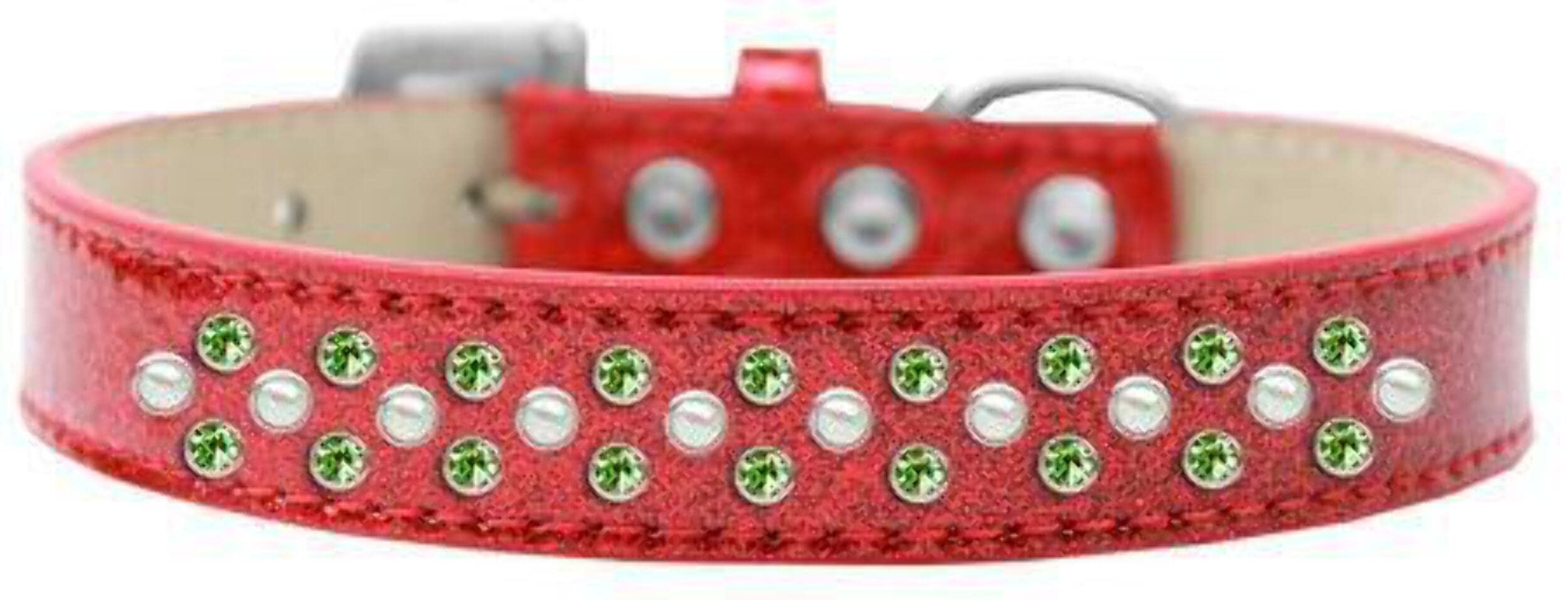 Mirage Pet Products Sprinkles Ice Cream Dog Collar with Pearl and Lime Green Crystals, Size 14, Black