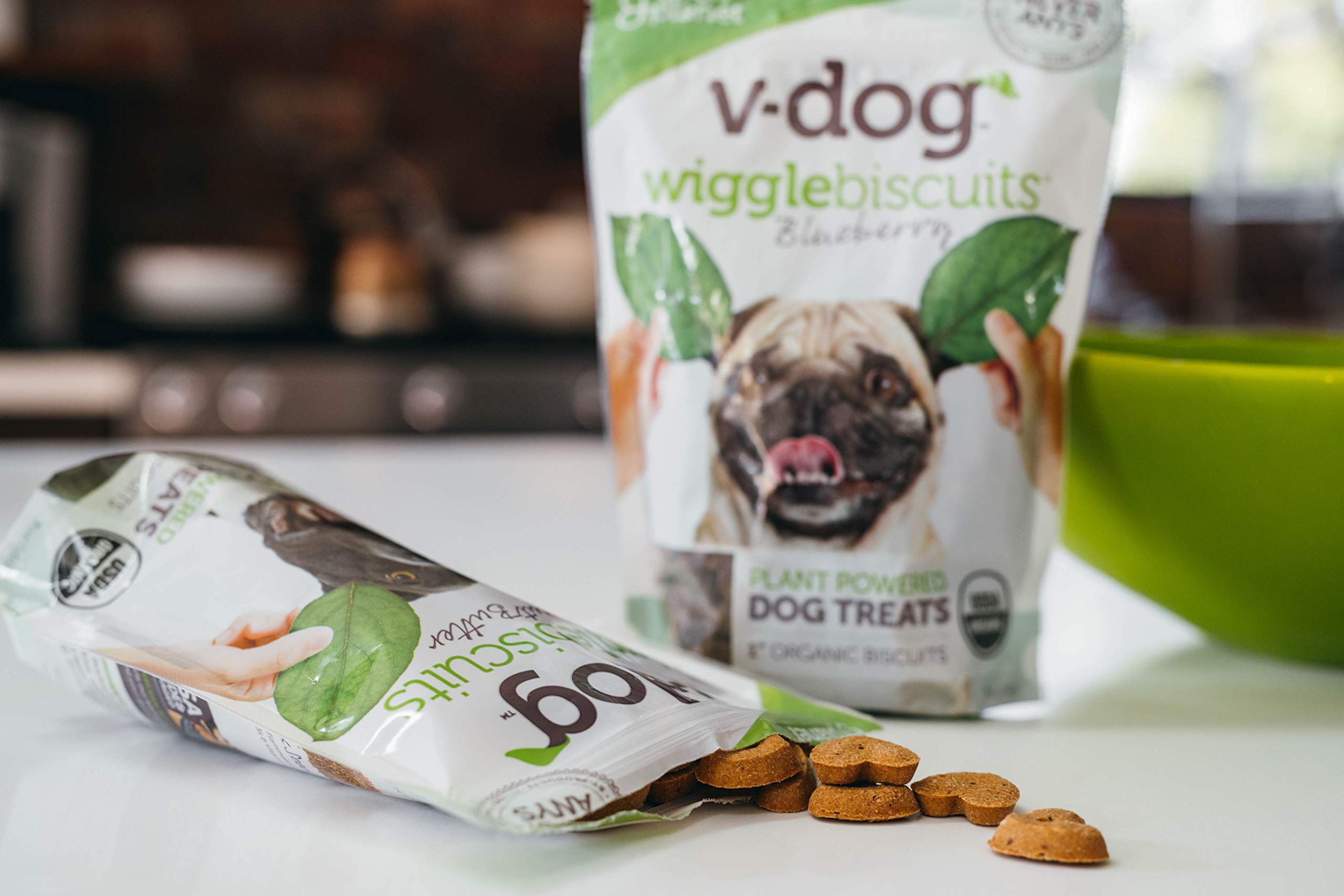 V-Dog Vegan Wiggle Biscuit Organic Dog Treats, Peanut Butter, 10 Ounce, Superfoods