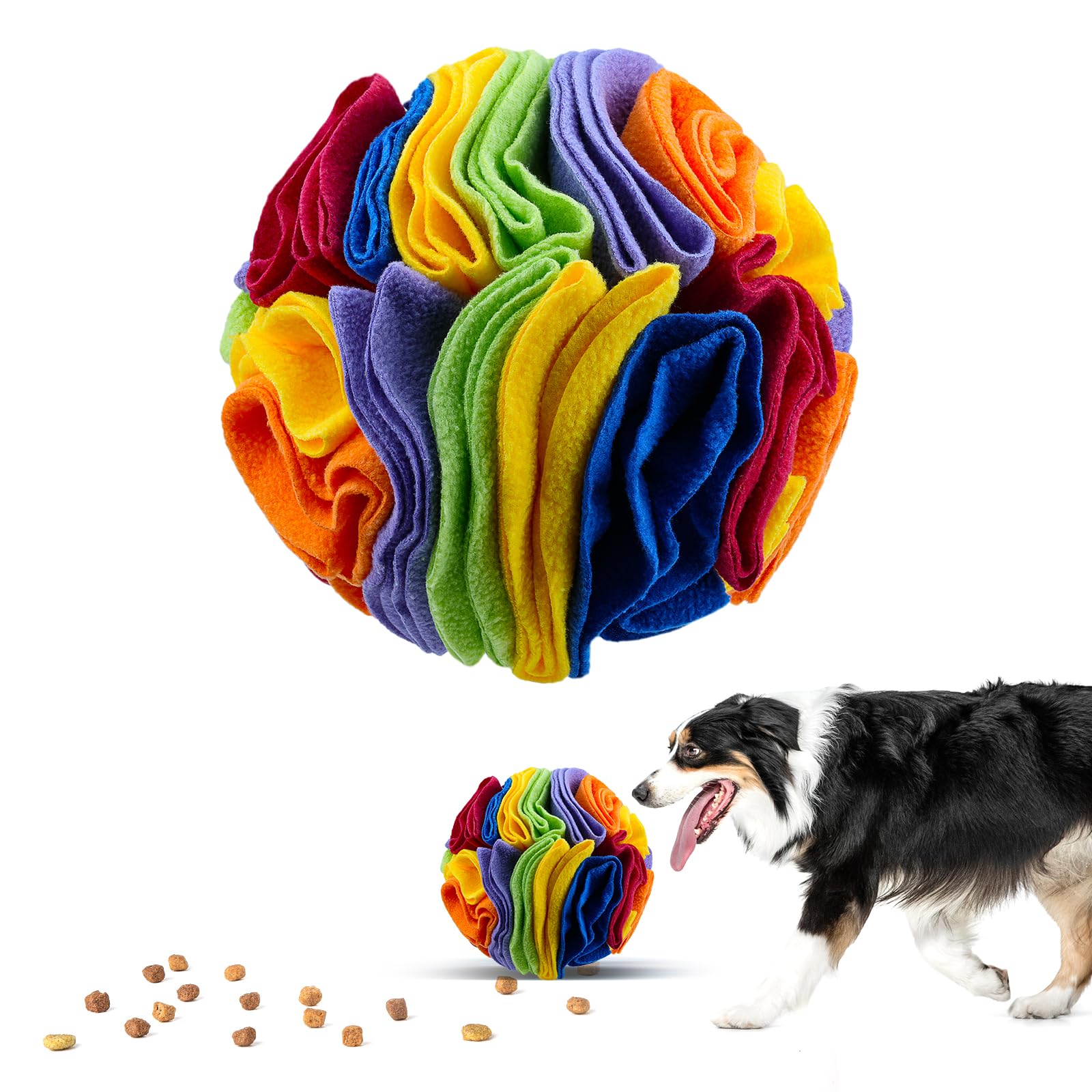Larimuer Pet Snuffle Ball - Interactive Dog Puzzle Toy For Blind Dogs Training, Stress Relief, Enrichment - Machine Washable (20