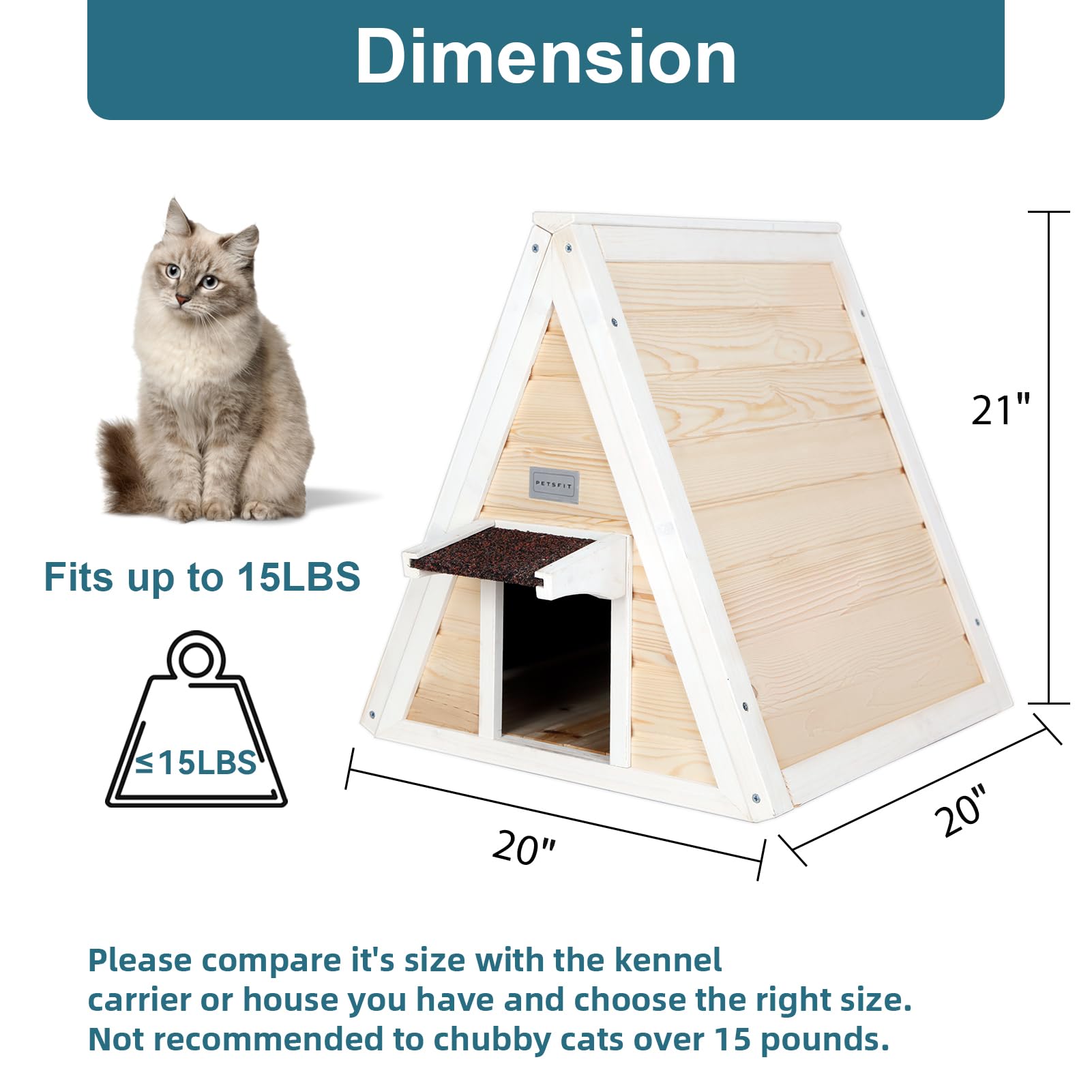 Petsfit Outdoor Cat House Weatherproof, Outside Feral Cat House With Escape Door,Outdoor Indoor Pet House For Small Animal, Smal