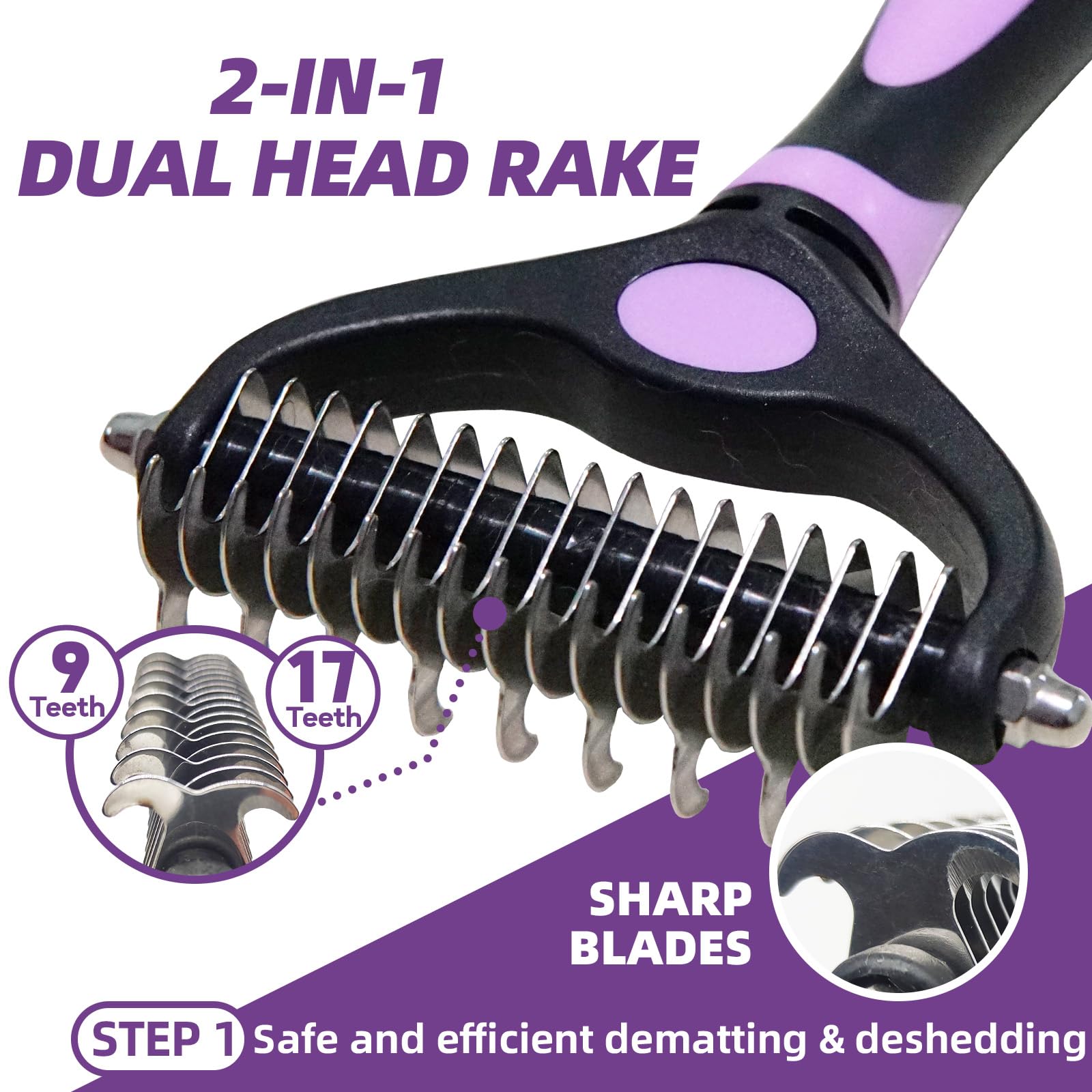 Kueiox Dog Brush For Shedding, 7 Pcs Dog Grooming Brush Kit Including Undercoat Rake, Slicker Brush, Dematting Comb, Nail Clippe