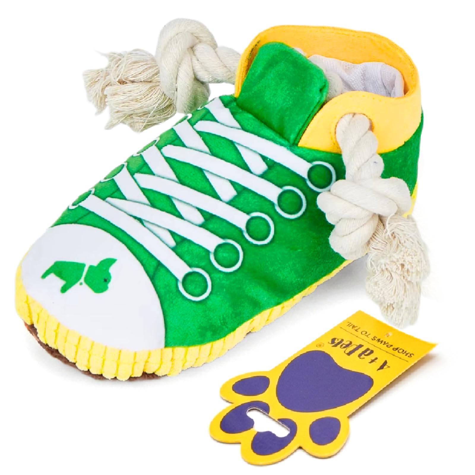 A+A Pets Kicks Collection Plush Squeaky Dog Toy | Interactive Tug Of War Rope Play For Medium & Large Breed Dogs (Sneaks The Sn