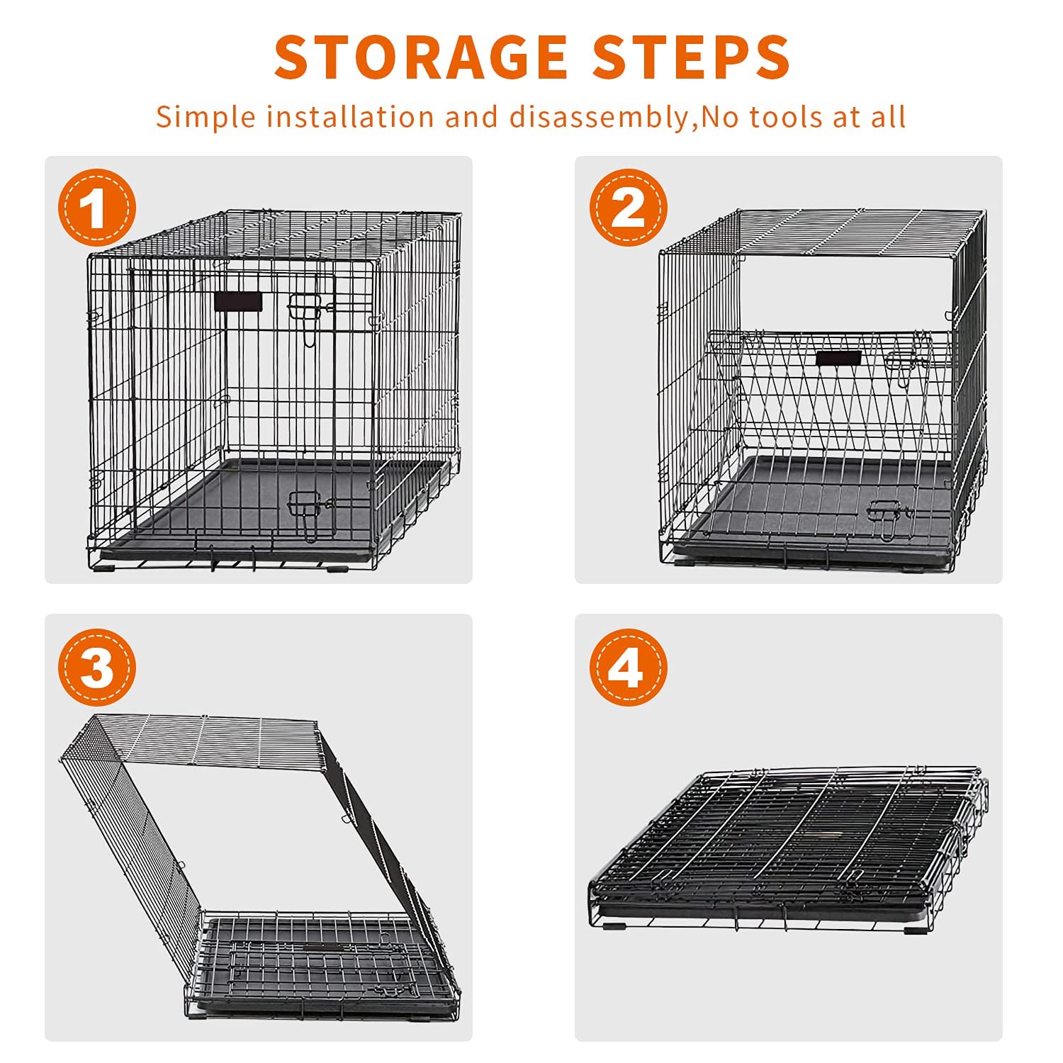 Hcy Dog Cage Dog Crate Dog Kennel Folding Metal Pet Crate For Small/Medium/Large Dogs 42 Inch Double Doors Puppy Kennel With Divider Panel Indoor Outdoor Travel Use(Black)