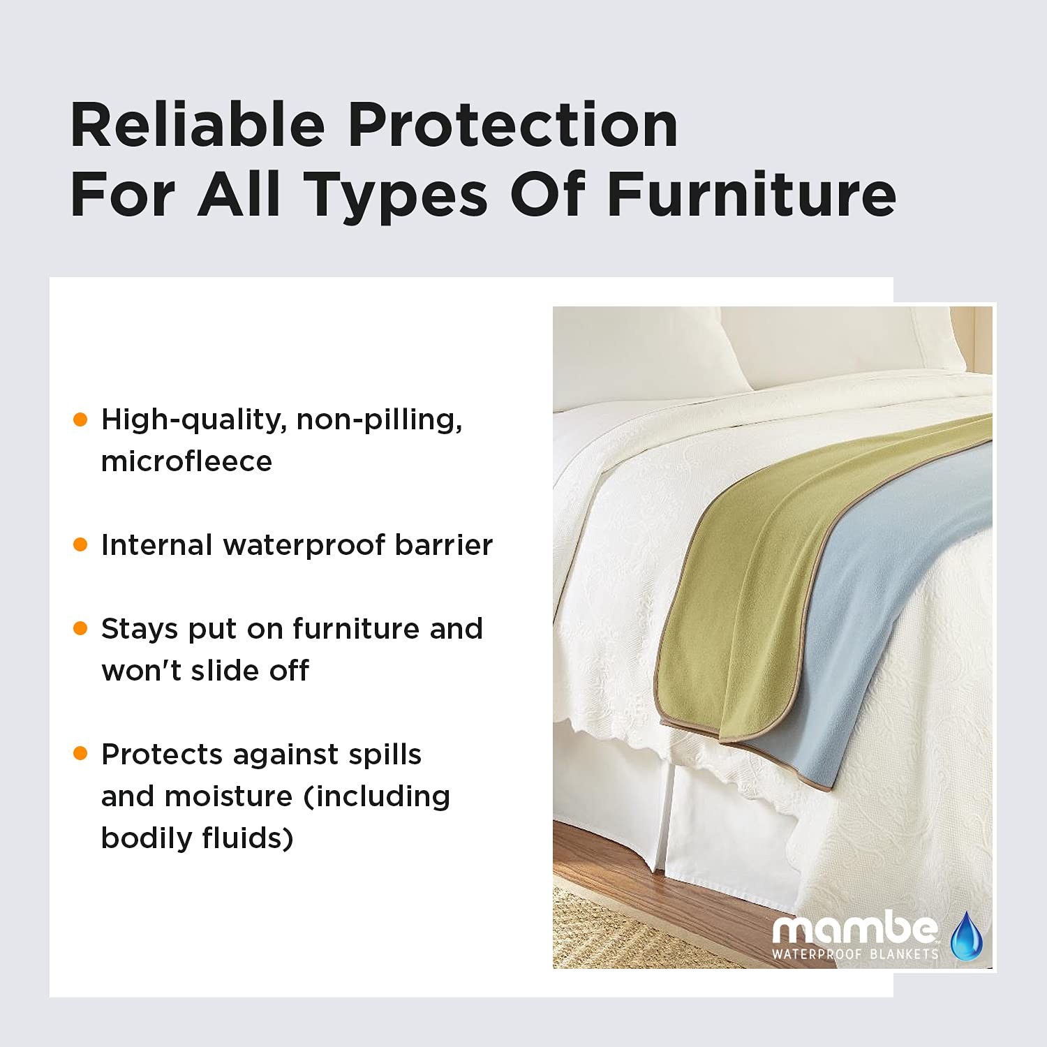 Mambe 100% Waterproof Furniture Cover Extra Long Seat, 30 x 90, Chocolate Cappuccino- for Pets and People