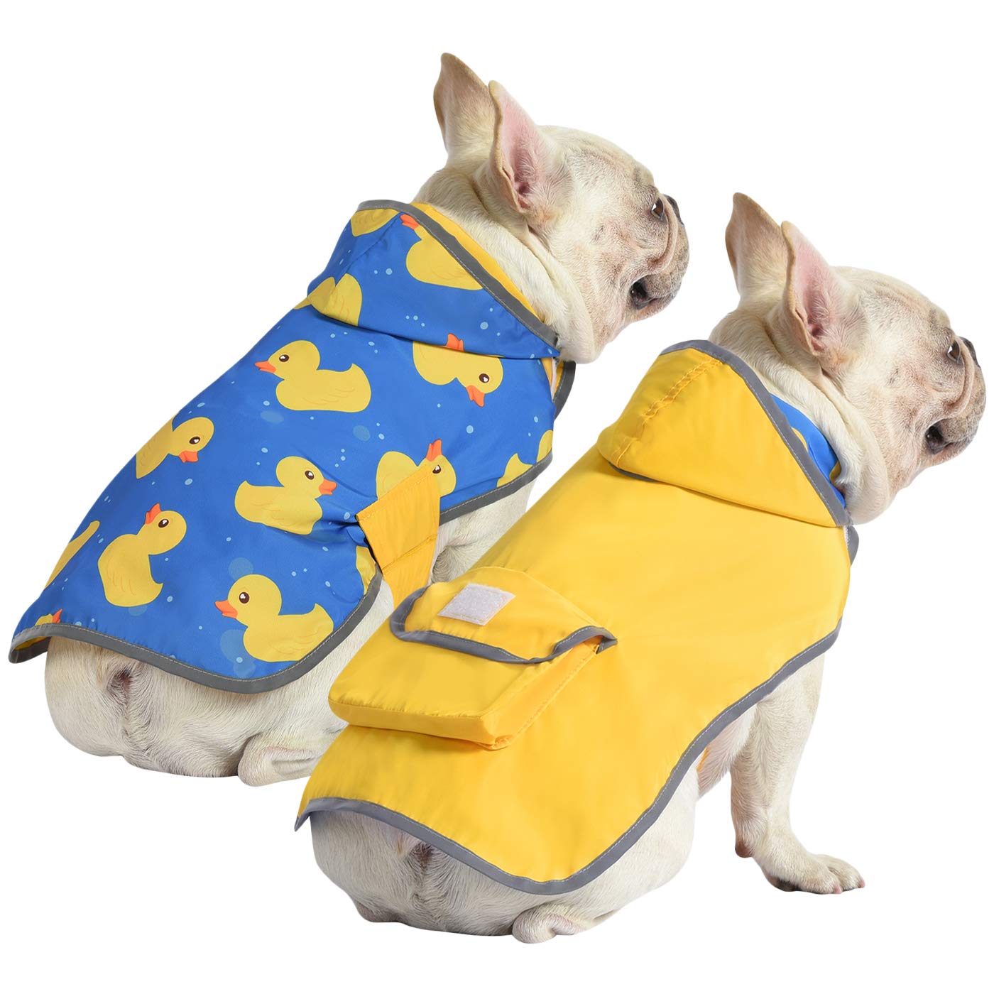 HDE Reversible Dog Raincoat Hooded Slicker Poncho Rain Coat Jacket for Small Medium Large Dogs Ducks Yellow - S