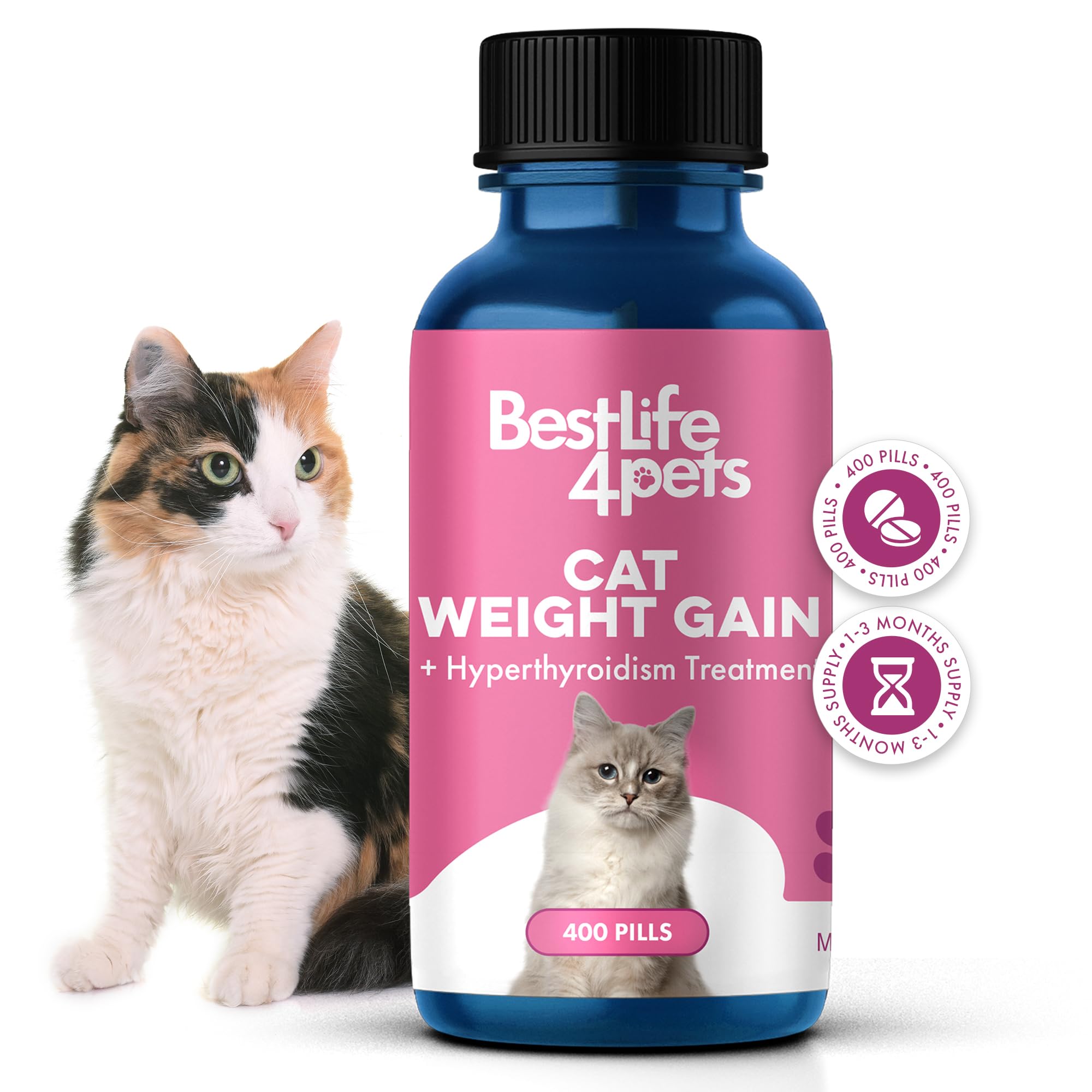 Cat Weight Gain & Hyperthyroidism Treatment, Safe and Effective Cat Appetite Stimulant, Thyroid and Metabolic Support, Weight Ma