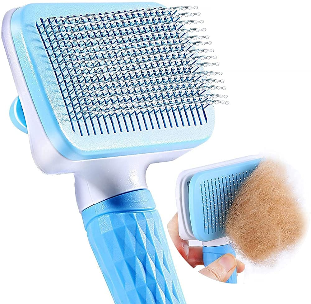 Meetzone Dog Hair Brush Dematting Comb For Dogs, Slicker Brush For Dogs Grooming Deshedding Brush Pet Comb For Dogs Self Cleanin