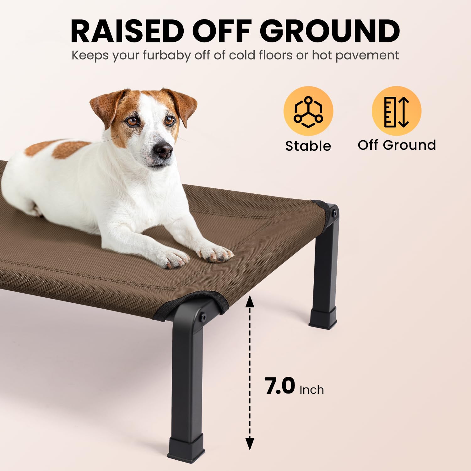 Heeyoo Elevated Dog Bed, Cooling Raised Pet Cot With Chew Proof Mesh Fabric And Steel Frame, Portable Dog Cot Bed With No-Slip R