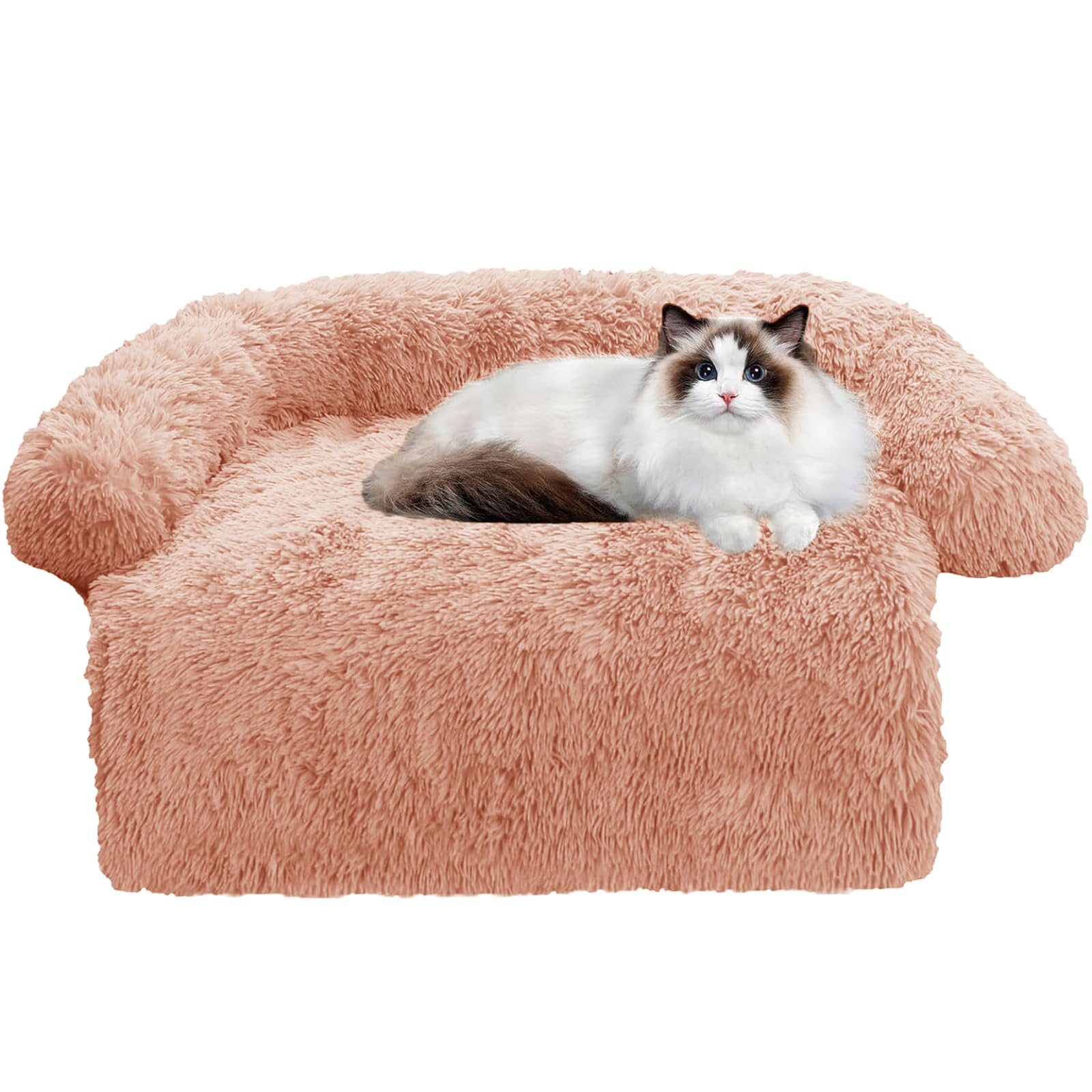 GGIB Calming Dog Bed Fluffy Plush Dog Mat for Furniture Protector with Removable Washable Cover for Large Medium Small Dogs and 