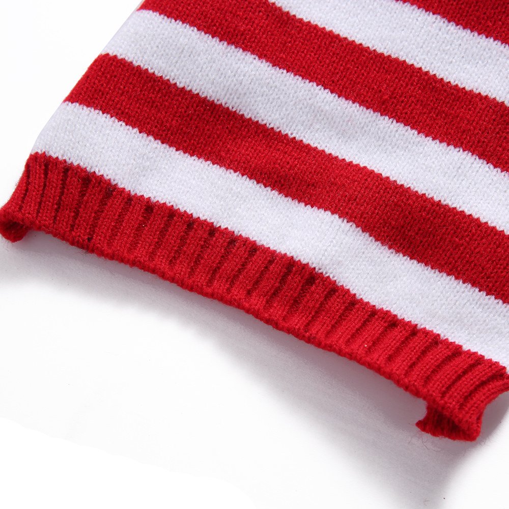 S-Lifeeling Red And White Striped Dog Sweater Holiday Halloween Christmas Pet Clothes Soft Comfortable Dog Clothes
