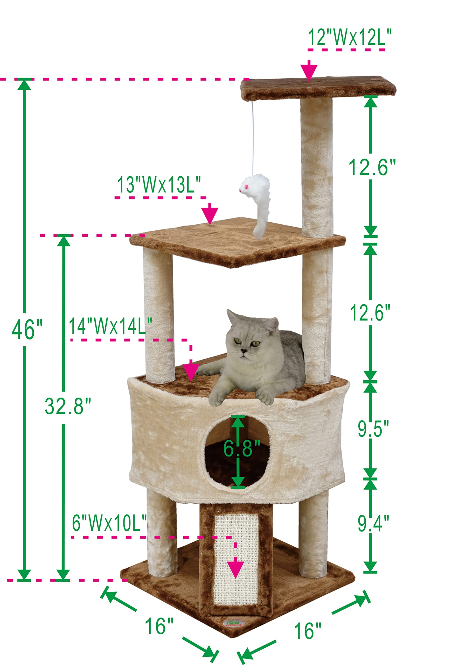 Go Pet Club F708 46 Kitten Tree,Beige