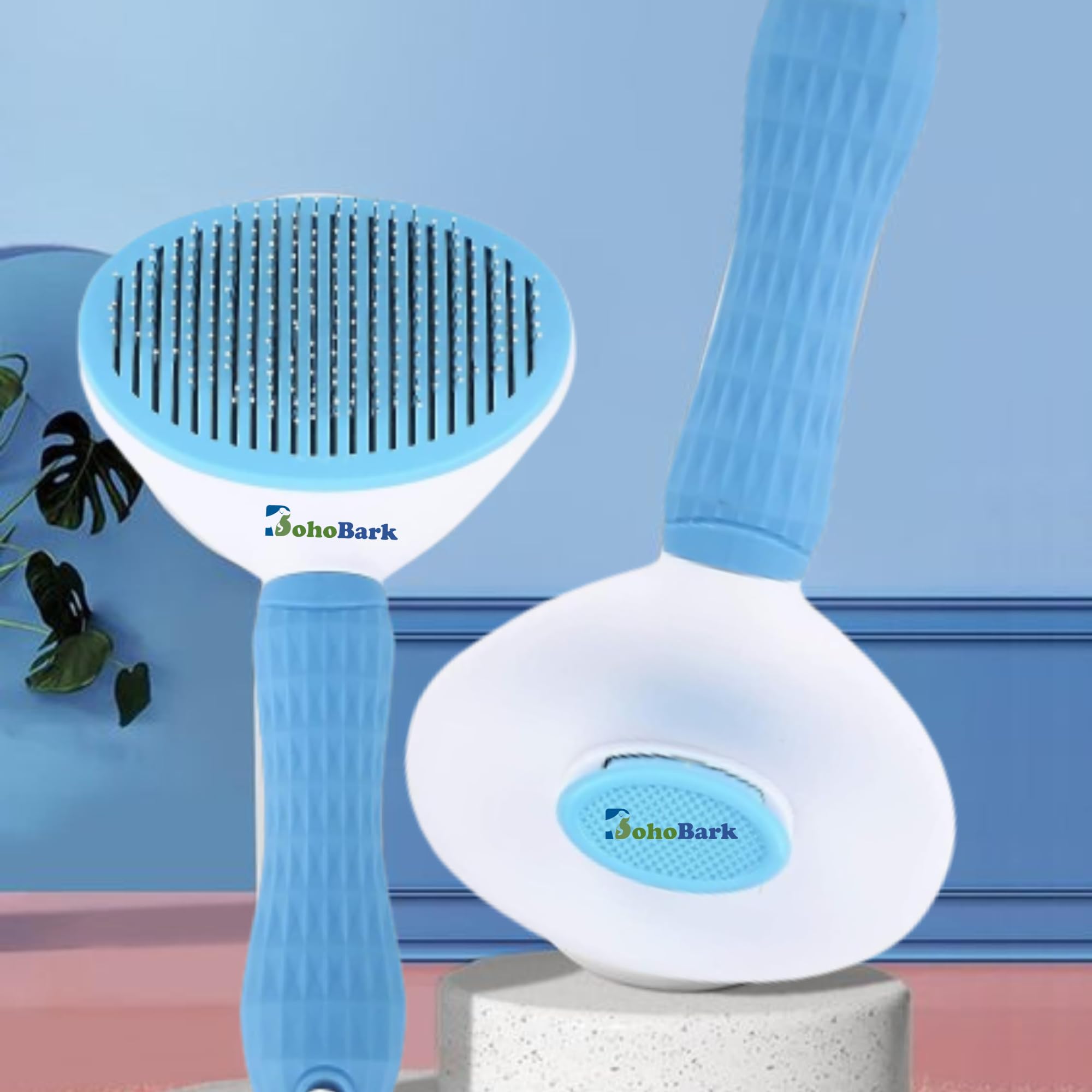 Bohobark Slicker Brush For Massaging Tool, Grooming Brush For Dogs/Cats Cleaning Slicker Brushes Shedding Removes Tools Mats Tan