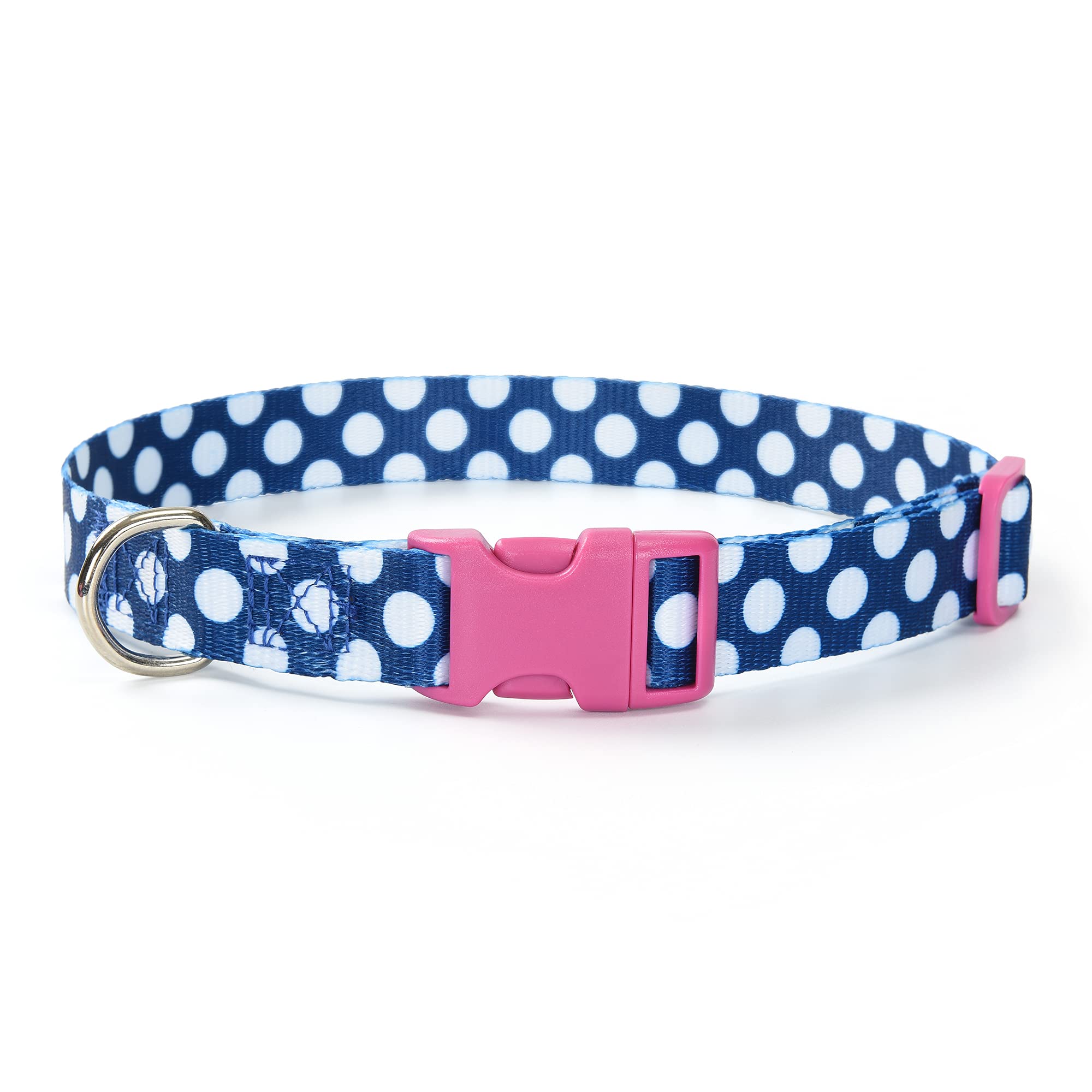Mile High Life Dog Collar | Cute Puppy Collars | Lightweight Girl Dog Collar | Soft Boy Dog Collars | W Geometric Plaid Wave Line Pattern (Blue/White, Large)