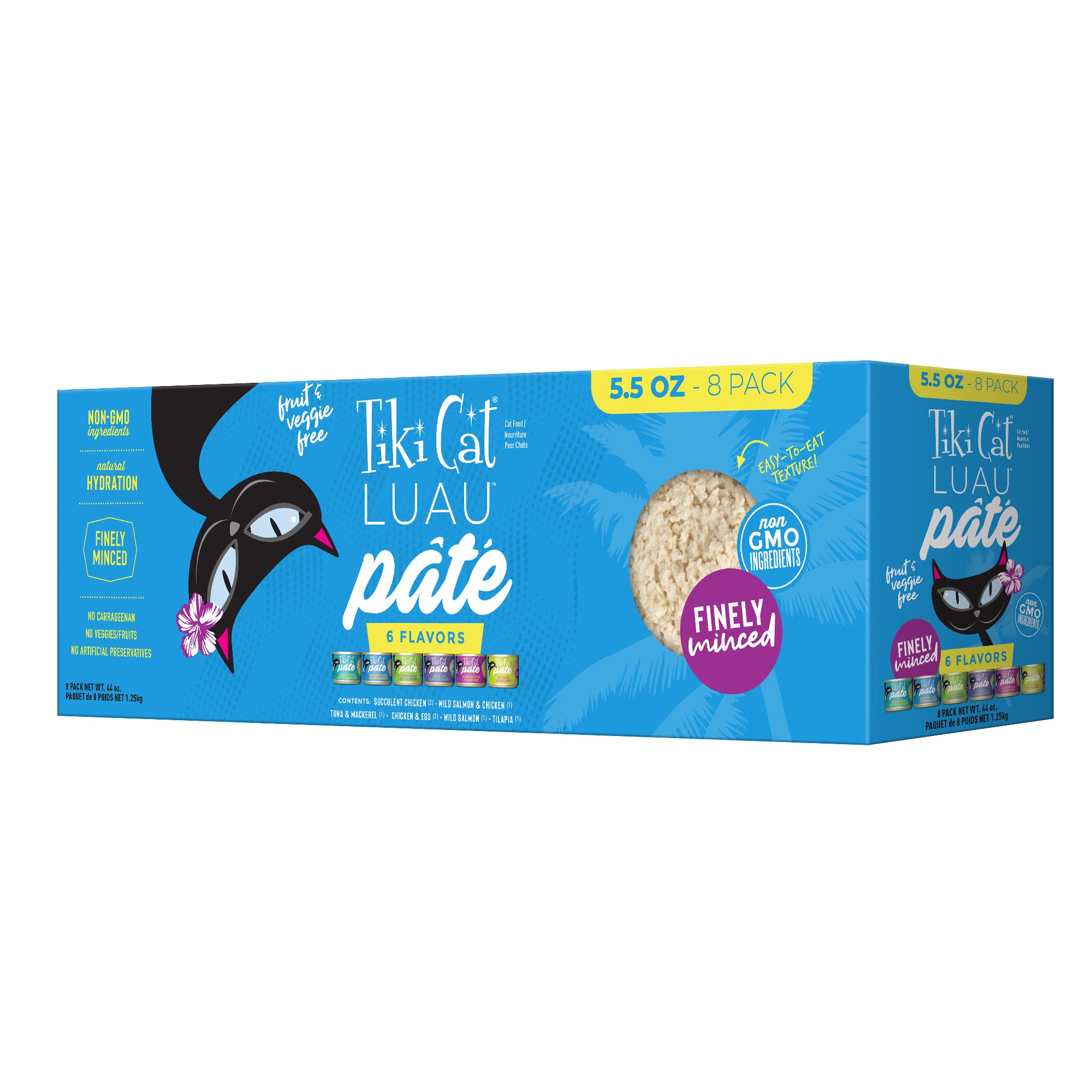 Tiki Cat Luau Pate Variety Pack, Succulent Combinations of Real Protein, Grain-Free Balanced Nutrition Wet Canned Cat Food, For 