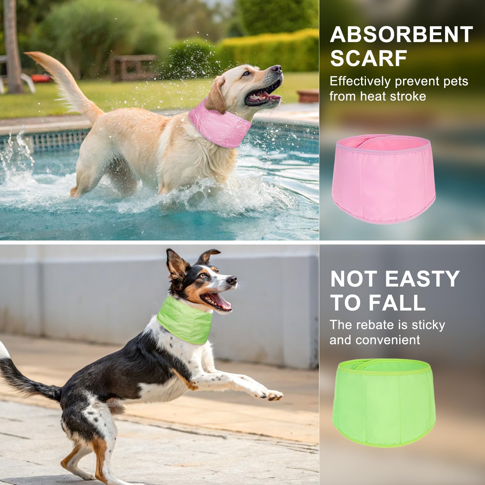 Beautyzoo Dog Cooling Bandana For Small Dogs, Instant Chill Out Ice Scarf Pet Bandanas, 2 Pack Adjustable Neck Wrap Cooler,Heat