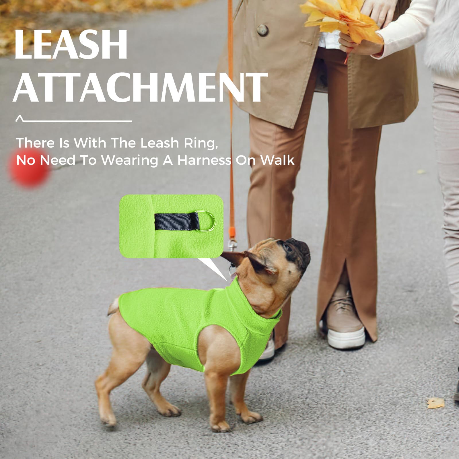 Soft Warm Dog Sweater Vest - Pullover Fleece Jacket For Small To Large Dogs, Stretchy With D Ring Leash (Green, S)