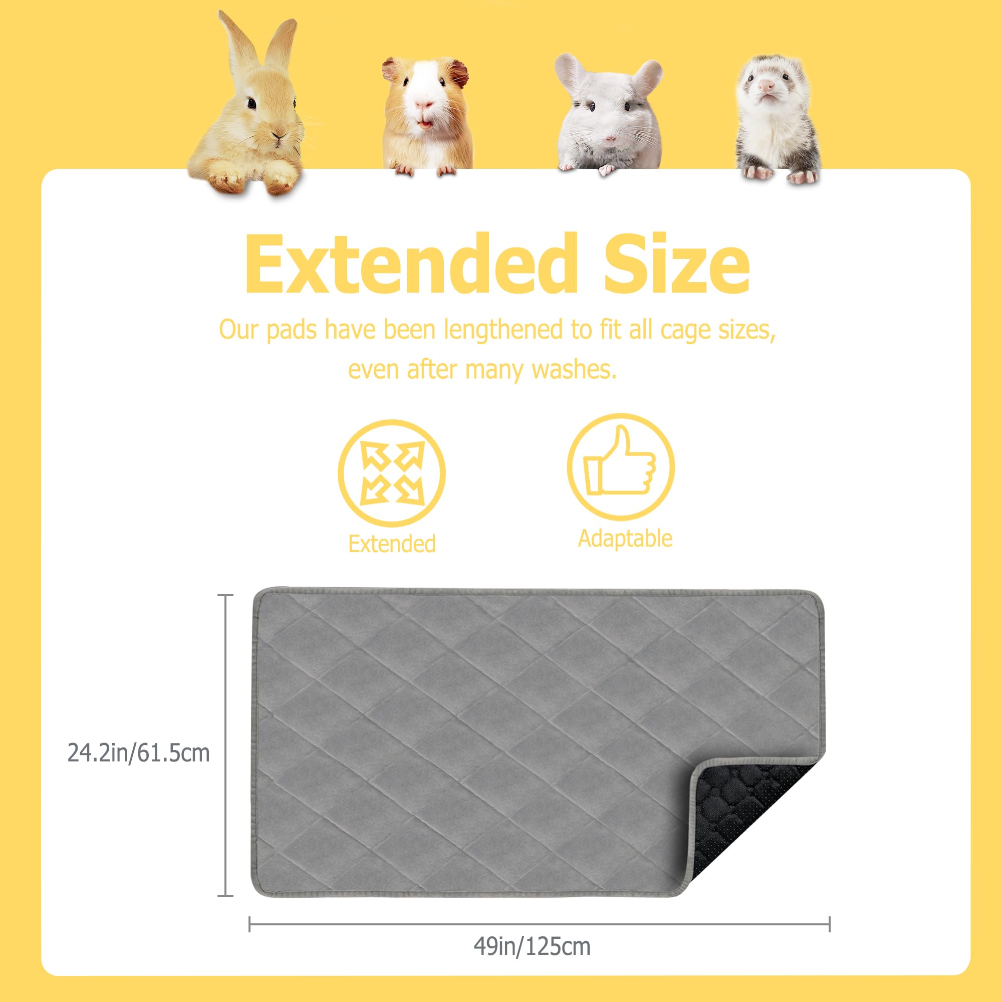 Guinea Pig Cage Fleece Liners, 24X49In Washable Guinea Pig Bedding For Midwest Cage, Reusable & Anti Slip & Waterproof, Absorben