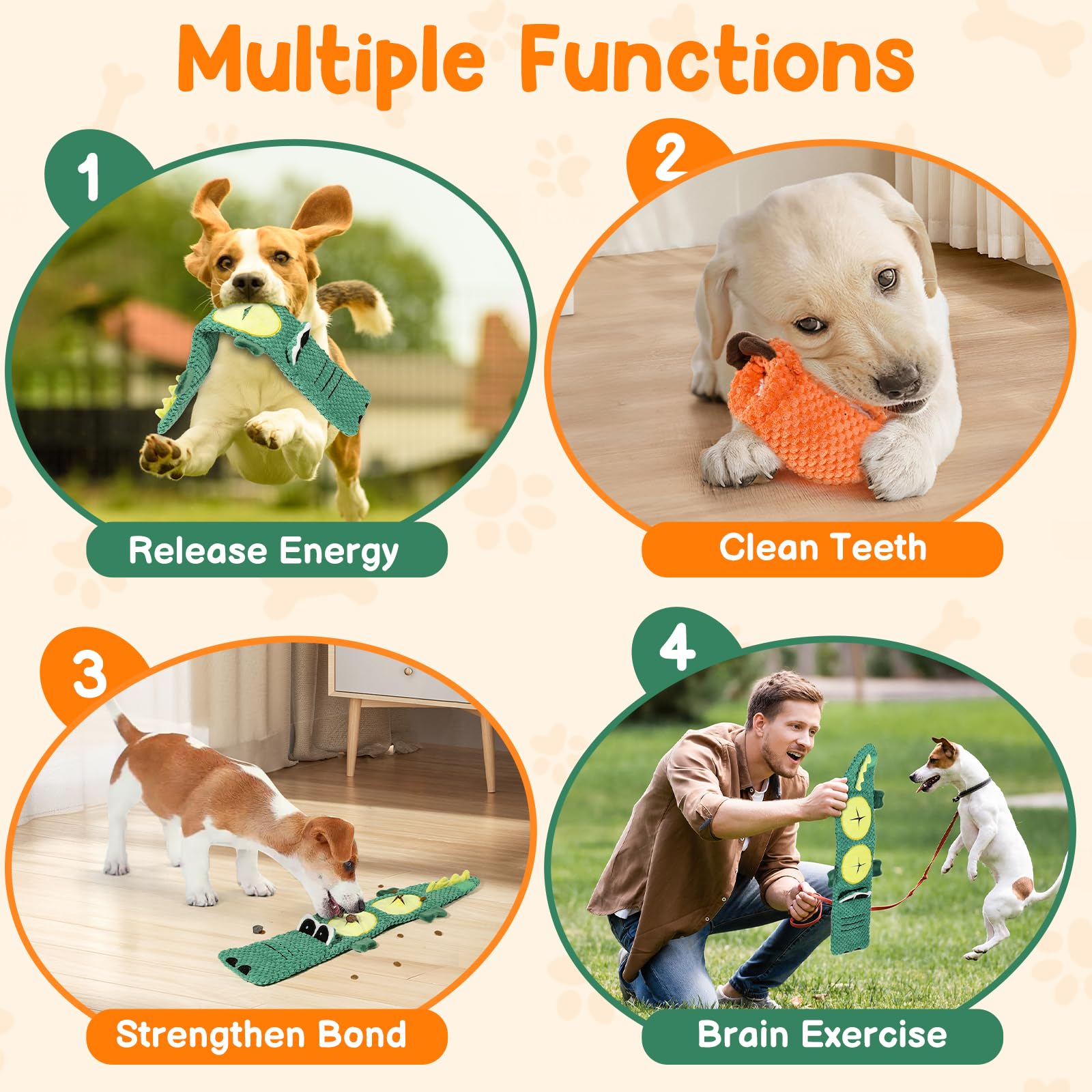 QWYXZZ 2 Pack Dog Toys for Aggressive Chewers - Interactive Dog Toys, Interactive Puppy Dog Chew Toys with Squeaker & No Stuffin
