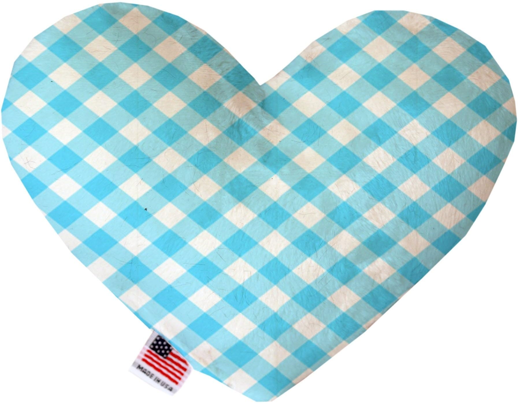 Pet and Dog Plush Heart or Bone Toy, "Plaids Group" (Available in different sizes, and 7 different pattern options!) Aqua Plaid 8" Plush Heart