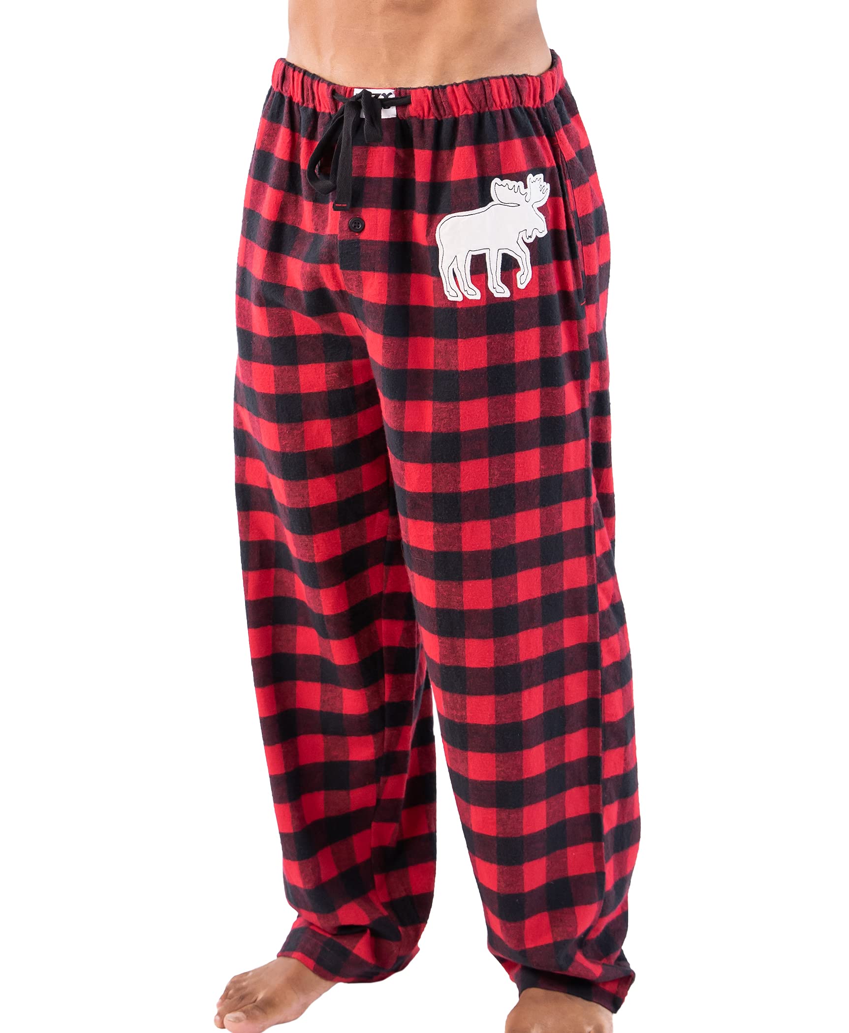Lazy One Flannel Pajama Pants for Men Mens Separate Bottoms Lounge Pants Animal Plaid (Moose Plaid Large)