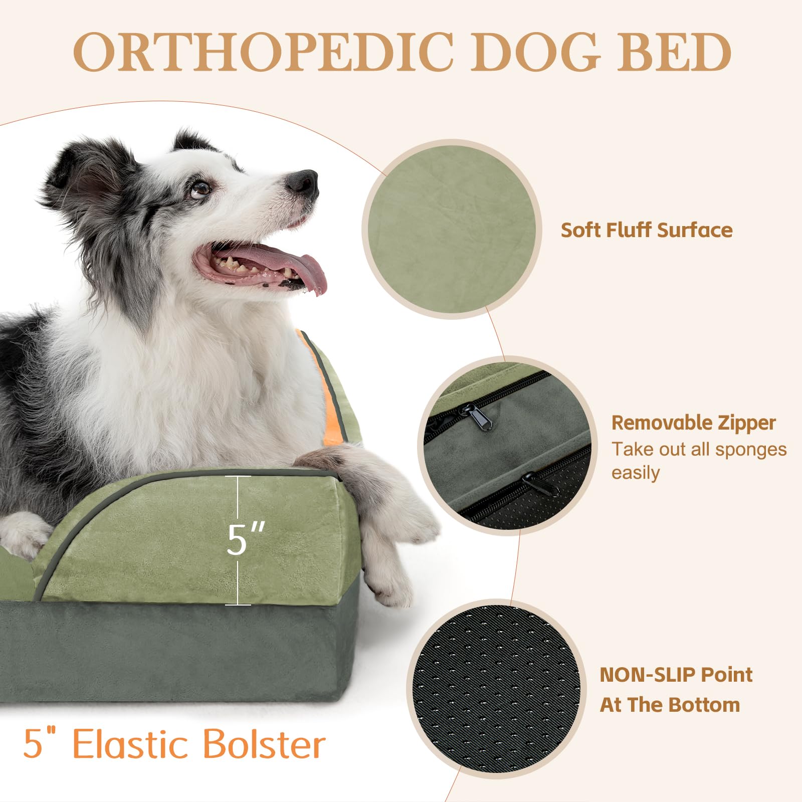 Comfort Expression Orthopedic Dog Bed for Extra Large Dogs 42x30 Inch, Waterproof Egg Crate Foam XL Pet Bed, Gifts for Christmas