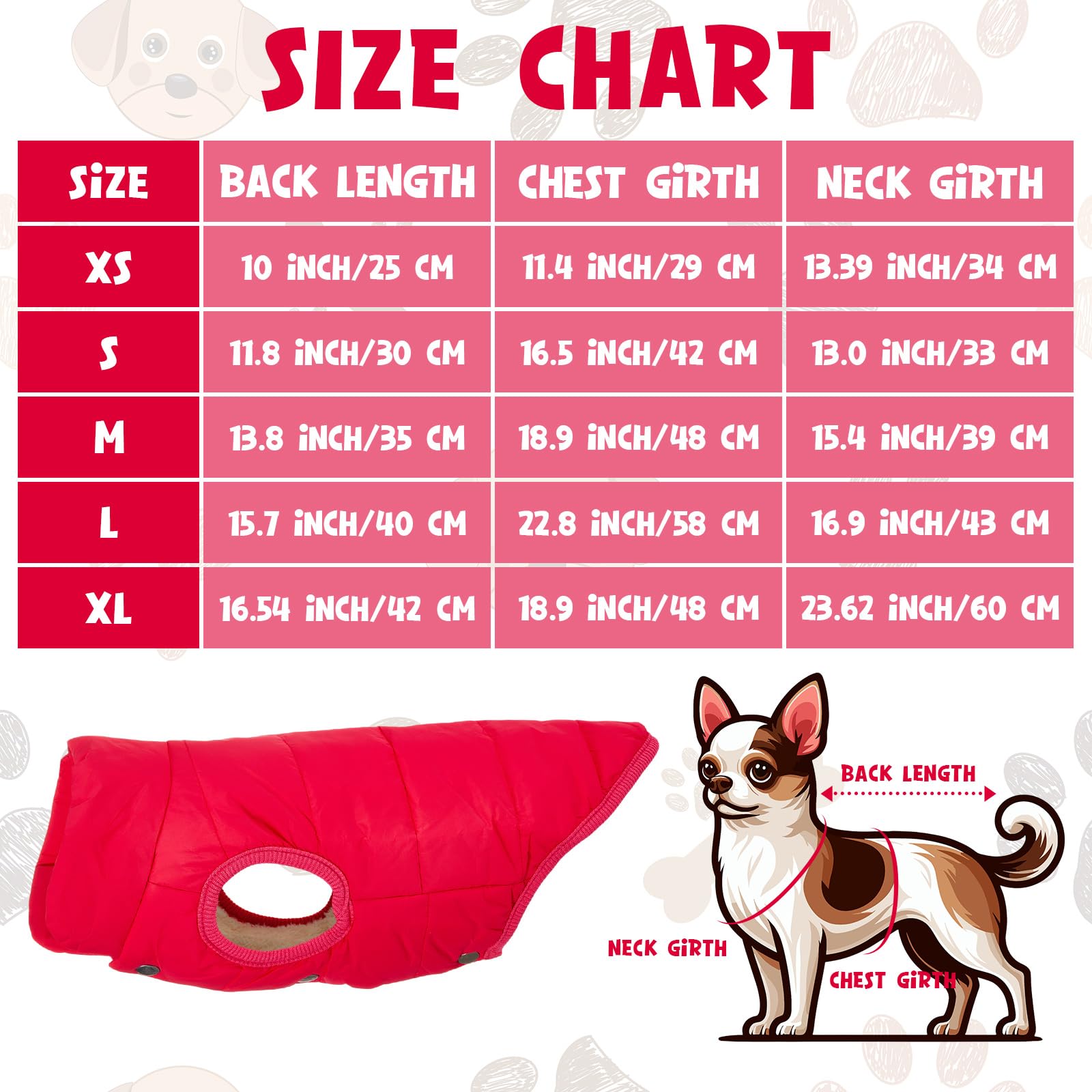 Syhood 2 Pieces Dog Jacket 2 Layers Fleece Lined Dog Jacket Warm Soft Windproof Small Pet Coat For Winter Cold Weather(Medium,Re
