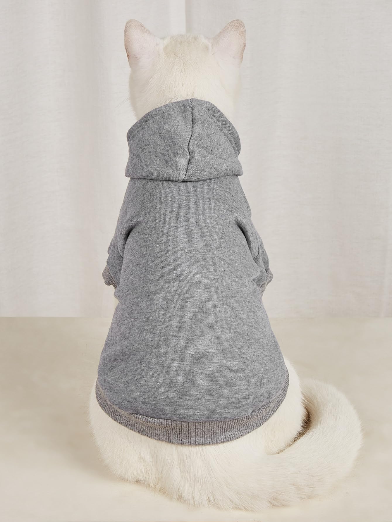 Qwinee 2Pc Basic Dog Hoodie & Cat Apparel - Dog & Cat Warm Jacket, Grey & Cadet Blue, Sizes S/M