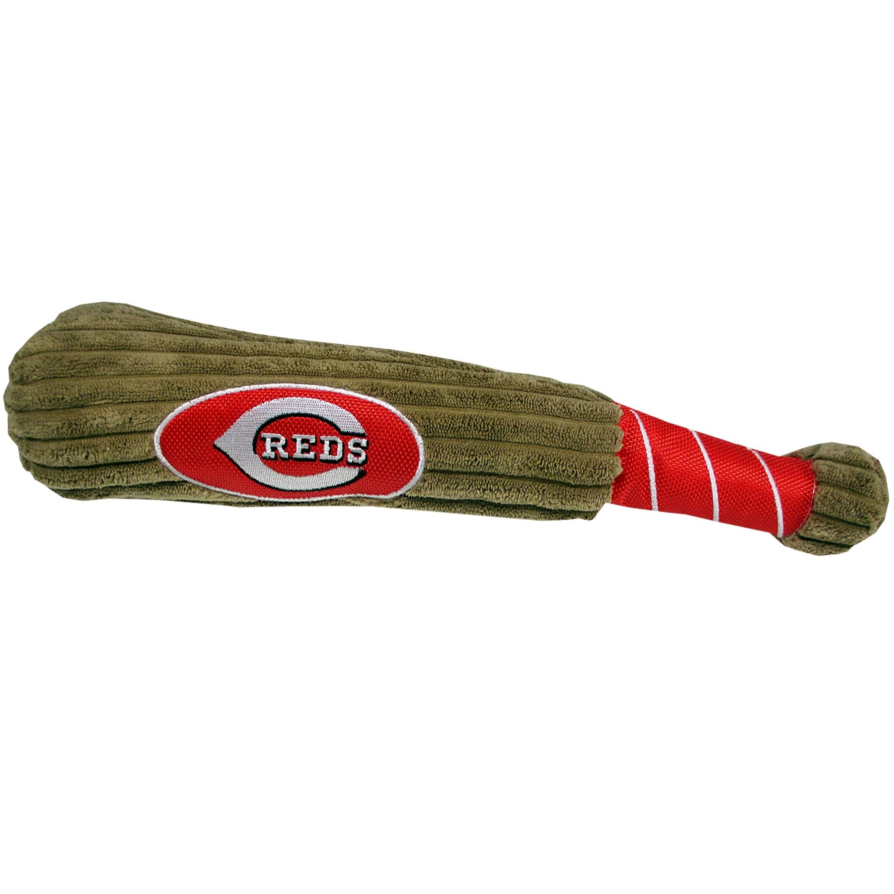 MLB Cincinatti Reds Baseball Bat Toy for DOGS & CATS. Soft Corduroy Plush Dog Toy with Inner SQUEAKER, MLB Chew Toys for Dogs or