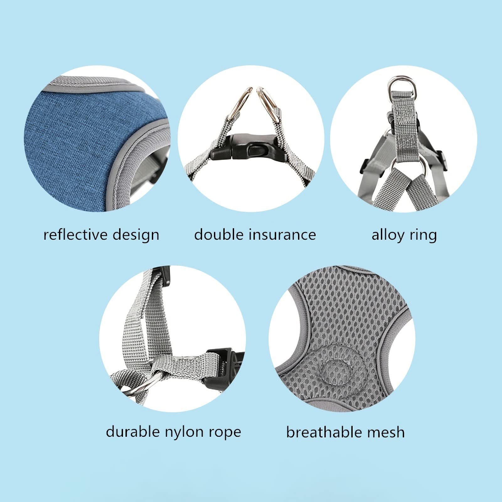 Dog Frenchie Harness with Leash Set, No Pull Adjustable Step in with Breathable Padded Vest Harness for Small Medium Large Dogs