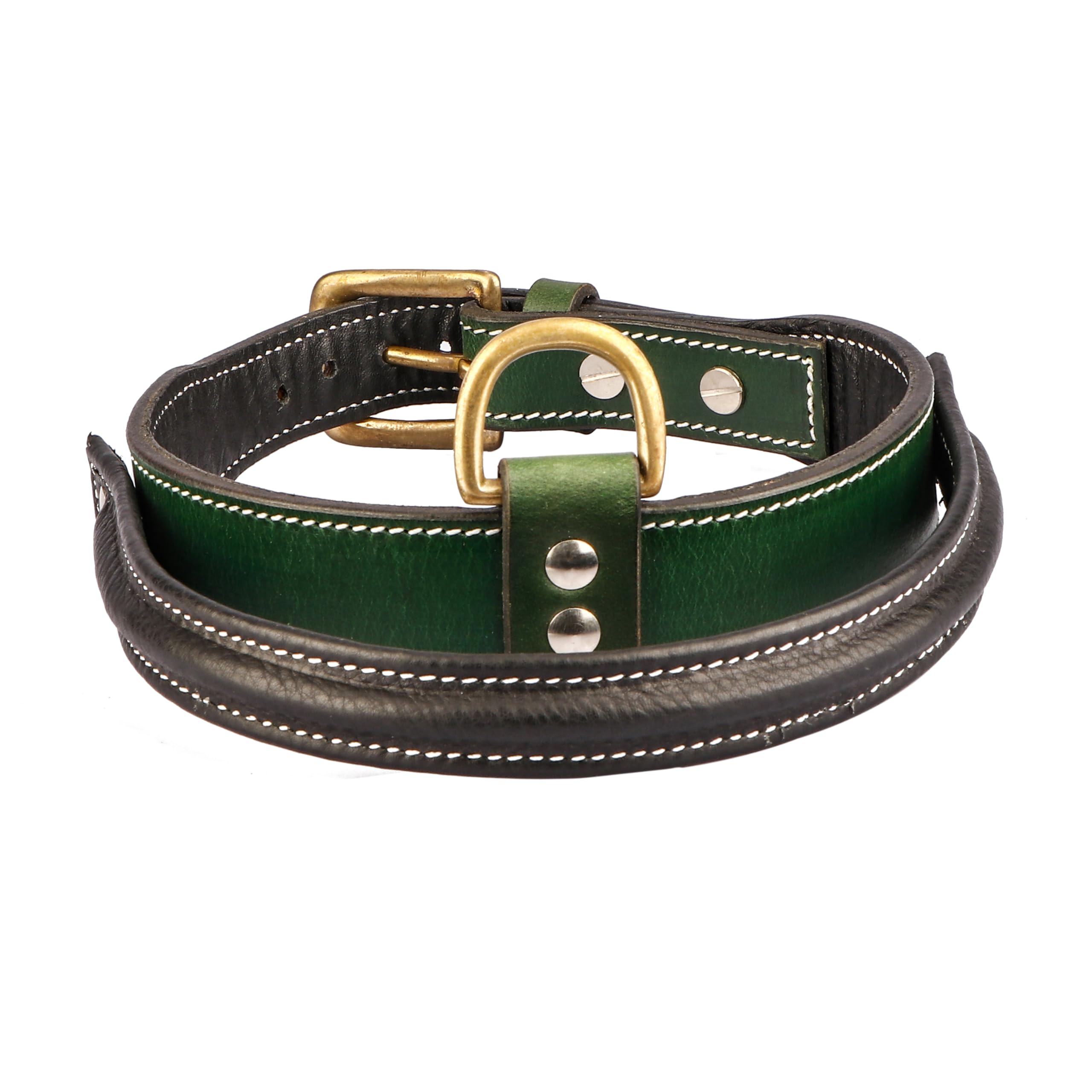AdilS Multicolor Handle Dog Collar For Medium & Large Dogs, Adjustable Heavy Duty Leather Dog Collar With Strong Metal DRing, N