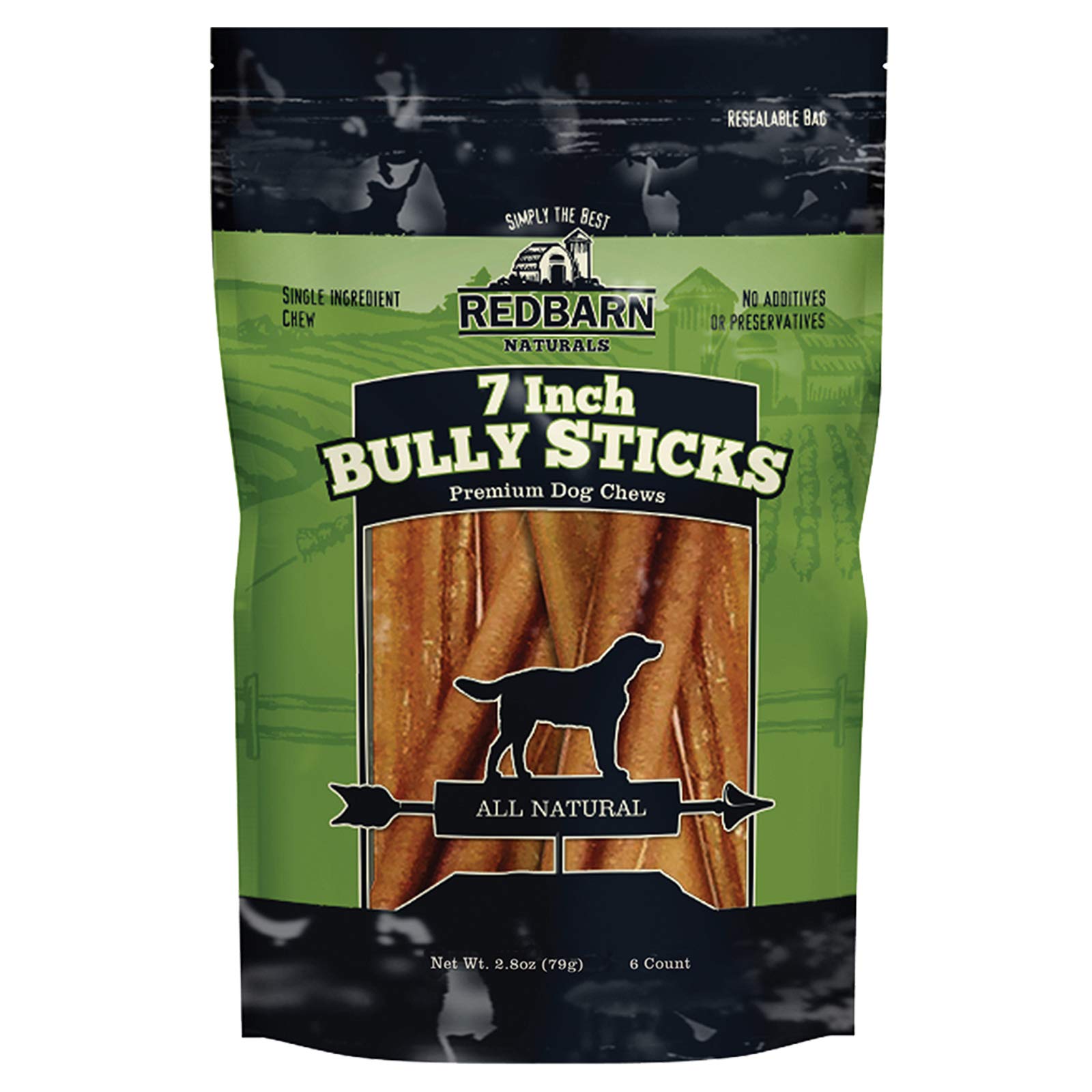 Redbarn All-Natural 7 Bully Sticks for Dogs - Premium Grain-Free & Rawhide-Free Single Ingredient Long Lasting Low Odor Dental T