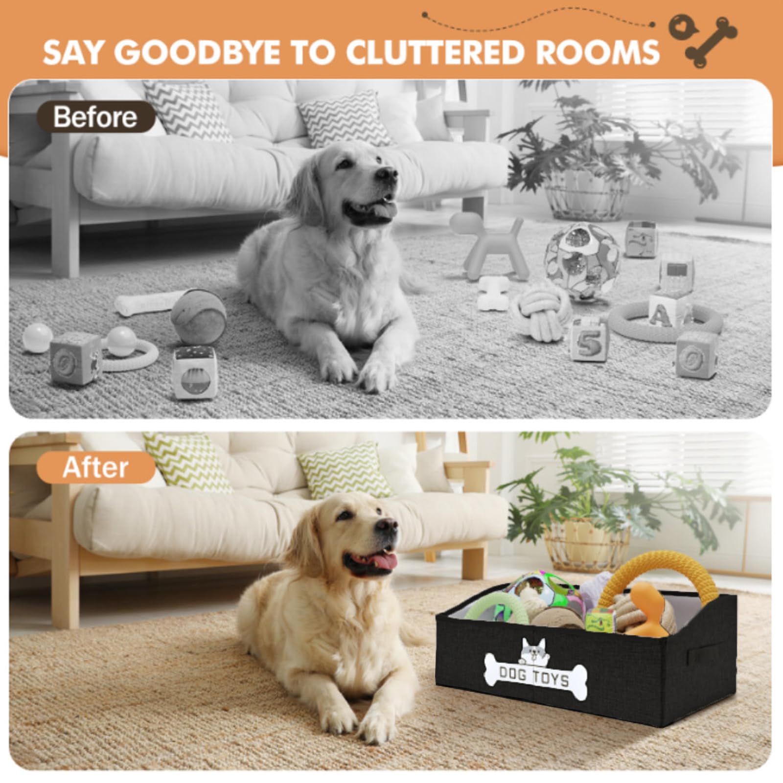 Mutiearo Dog Toy Basket, Specially Designed for Dog Toy Storage, Collapsible Dog Toy Box with Handle,Perfect for Storing Pet Toy