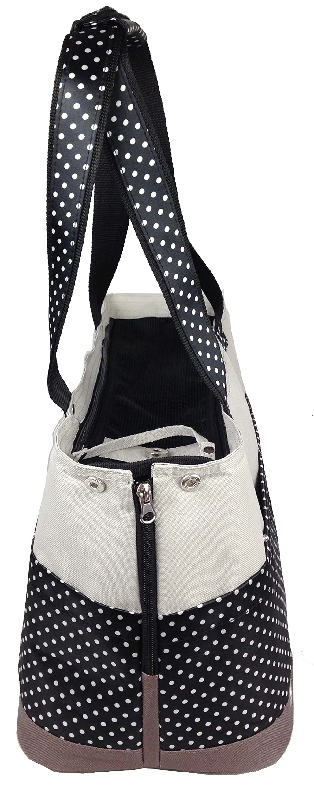 Pet Life Tote Spotted Fashion Pet Carrier Purse - Dog Carrier With Built-In Leash Securer And Above-Top Dual-Zipper