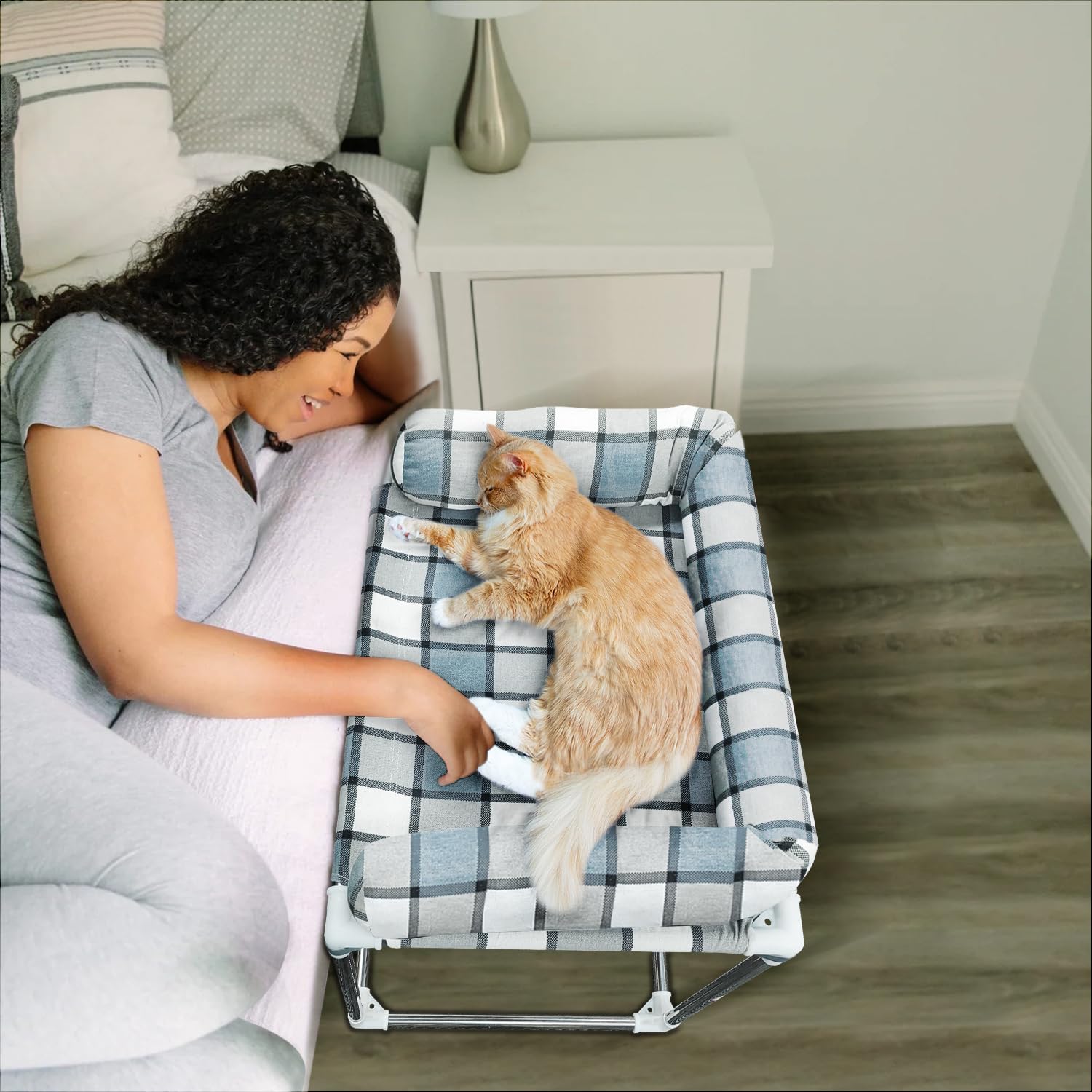 Bedside Cosleeper Pet Dog Bed - Dog Beds With Pillow Extension Attached To Human Bed Height Raised Pet Window Perch (26'' X 20''