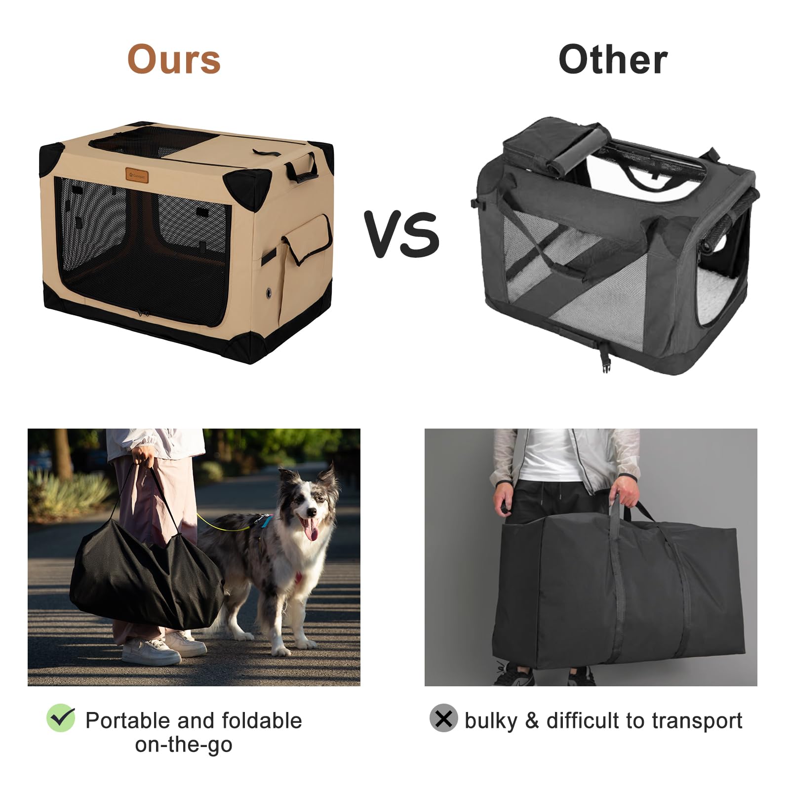 Garnpet Soft Dog Crate For Medium Dogs, 4-Door Foldable Collapsible Dog Crate With Soft Sides, Indoor & Outdoor Travel Dog Kenne